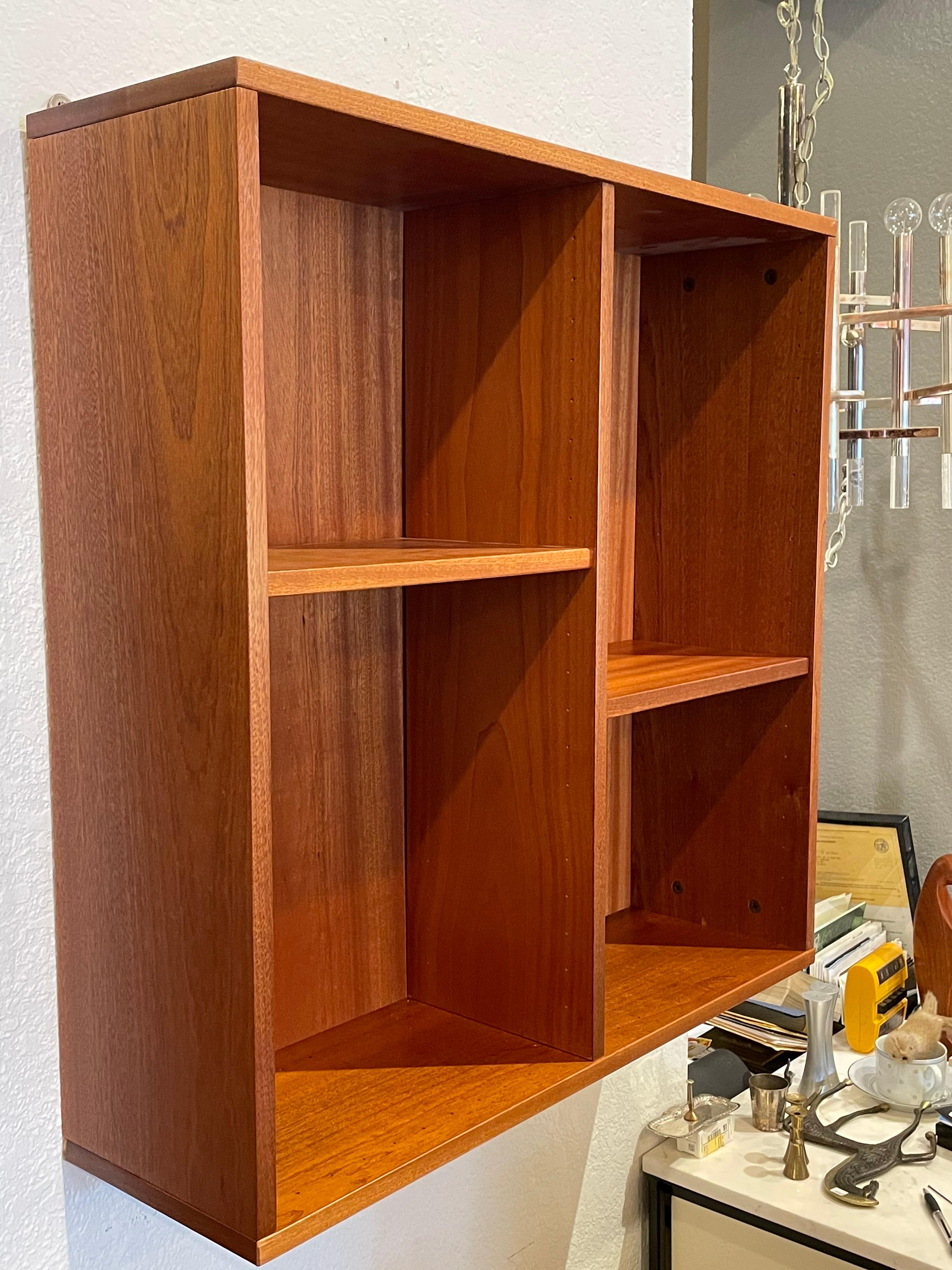 Scandinavian Modern Danish Modern Teak wall Hanging Cabinet with Removable Shelves
