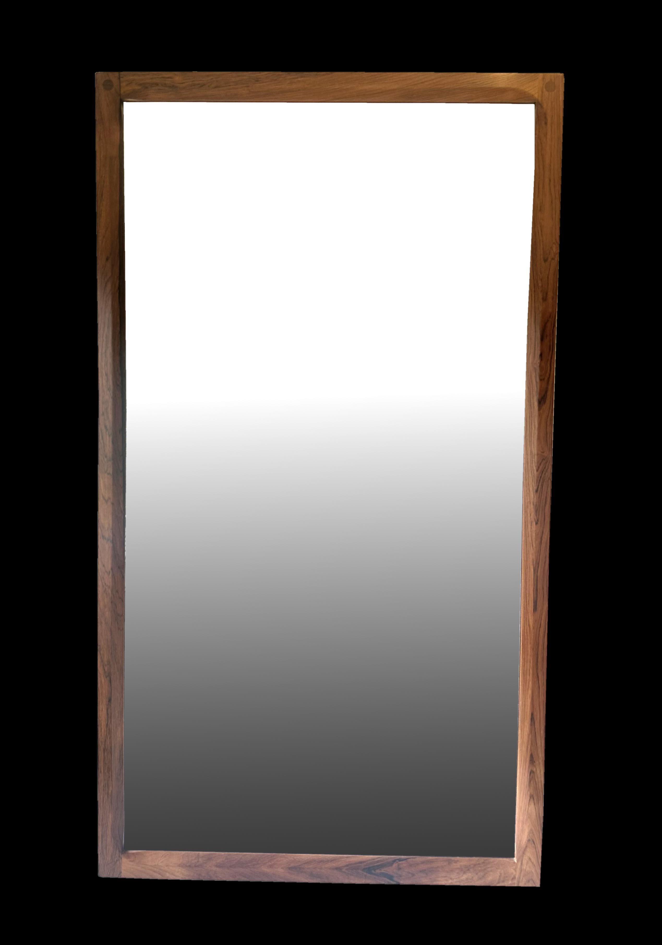 Danish Modern Rosewood Wall Mirror by Aksel Kjersgaard for Odder Mobler In Good Condition For Sale In Little Burstead, Essex