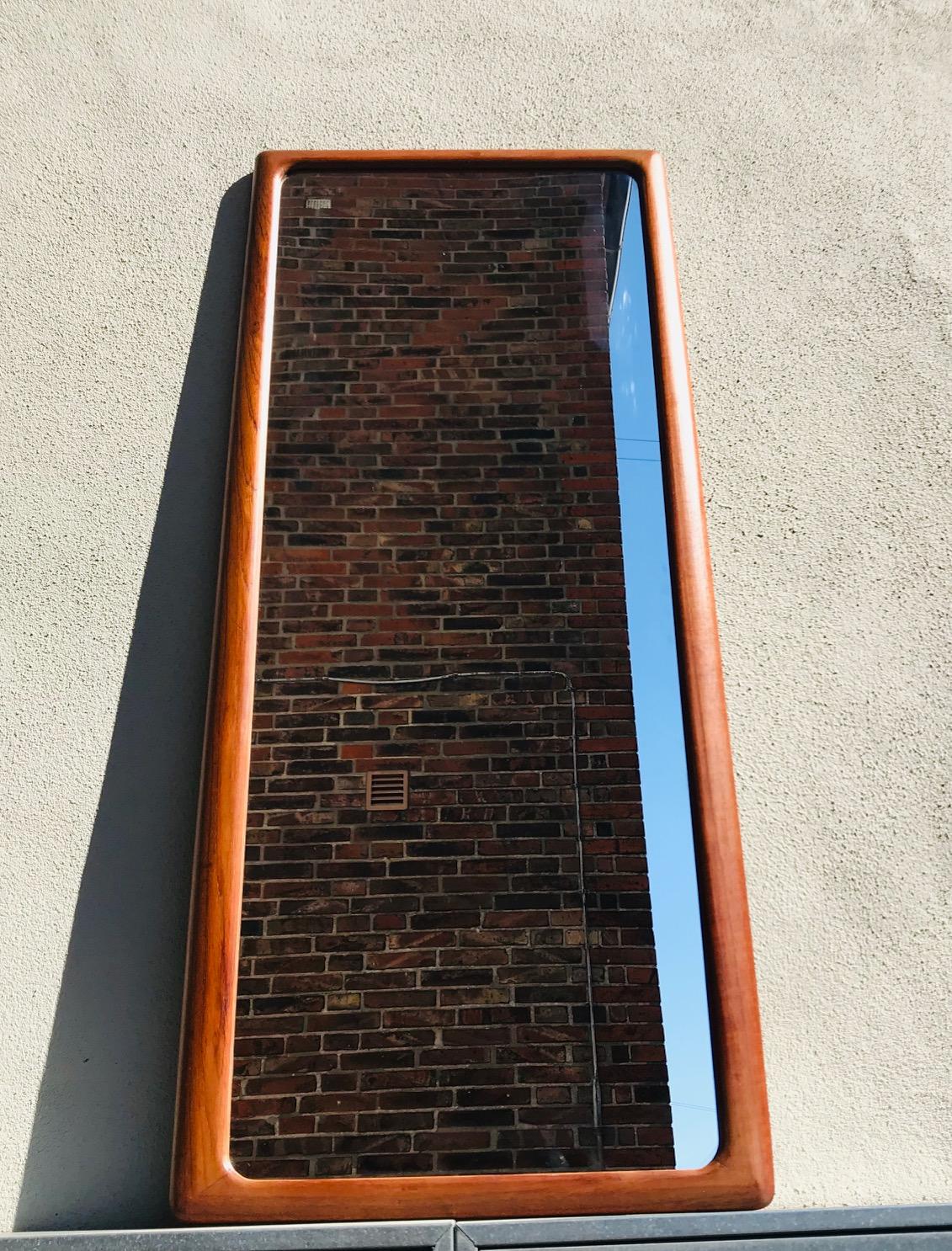 Mid-Century Modern Danish Modern Teak Wall Mirror by Johannes Andersen for CFC Silkeborg, 1960s