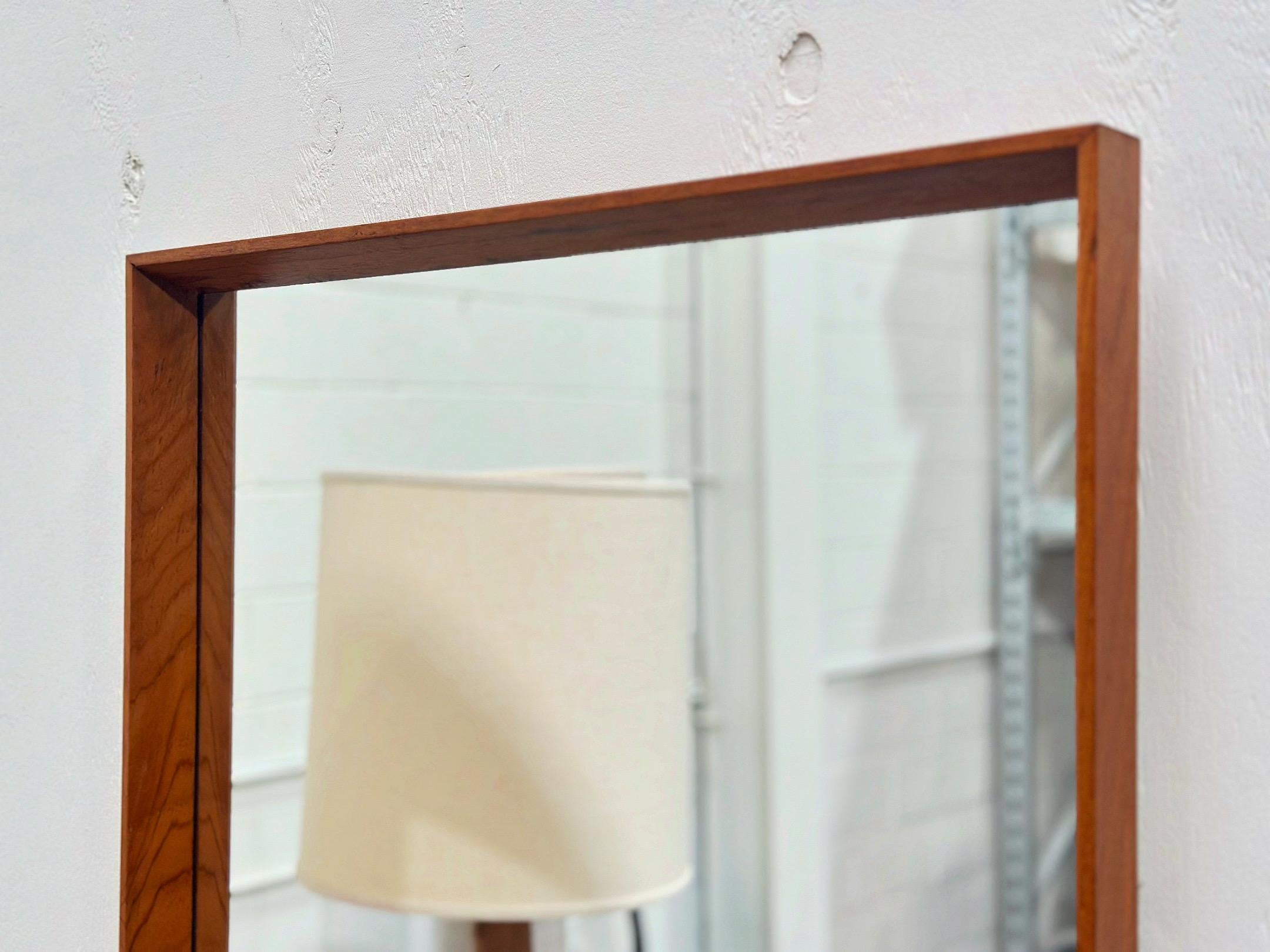 Mid-Century Modern Danish Modern Teak Wall Mirror by Pedersen & Hansen - Midcentury Square Hanging For Sale