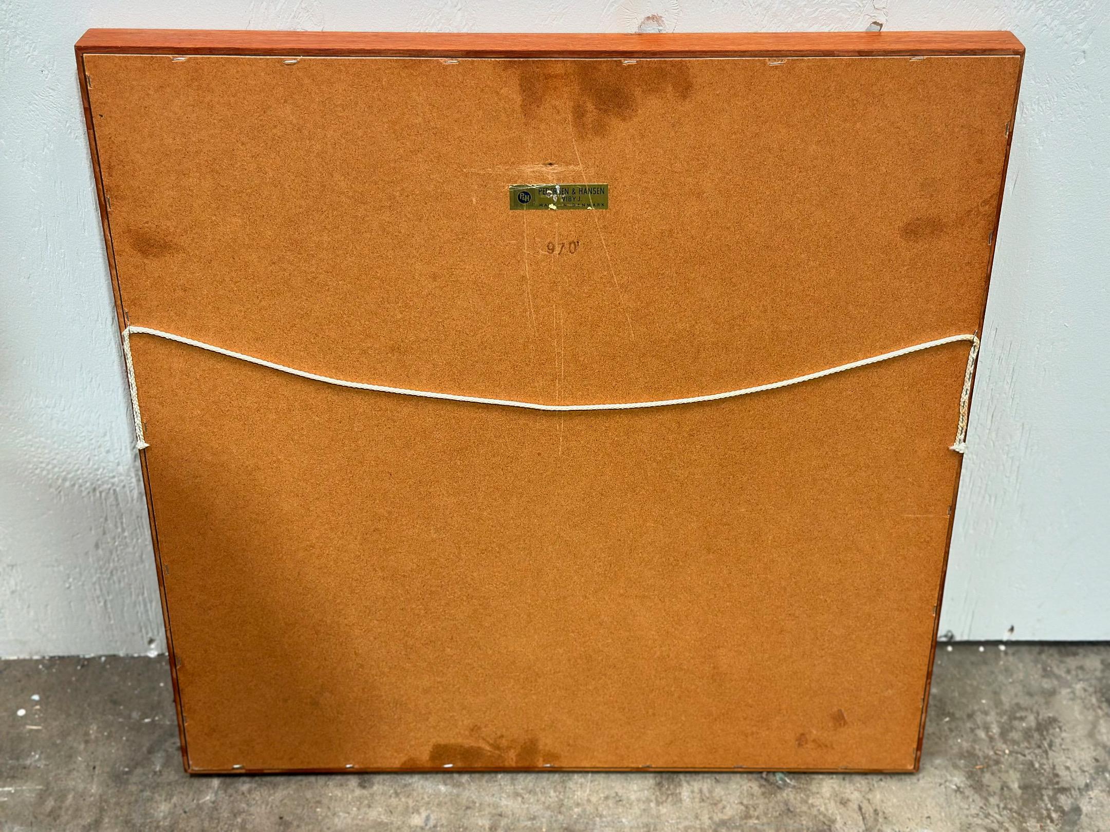 Danish Modern Teak Wall Mirror by Pedersen & Hansen - Midcentury Square Hanging For Sale 2