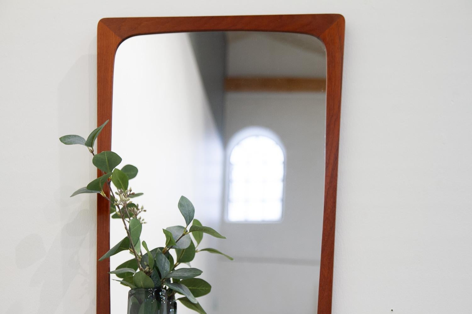 Danish Modern Teak Wall Mirror with Drawer, 1960s. For Sale 9