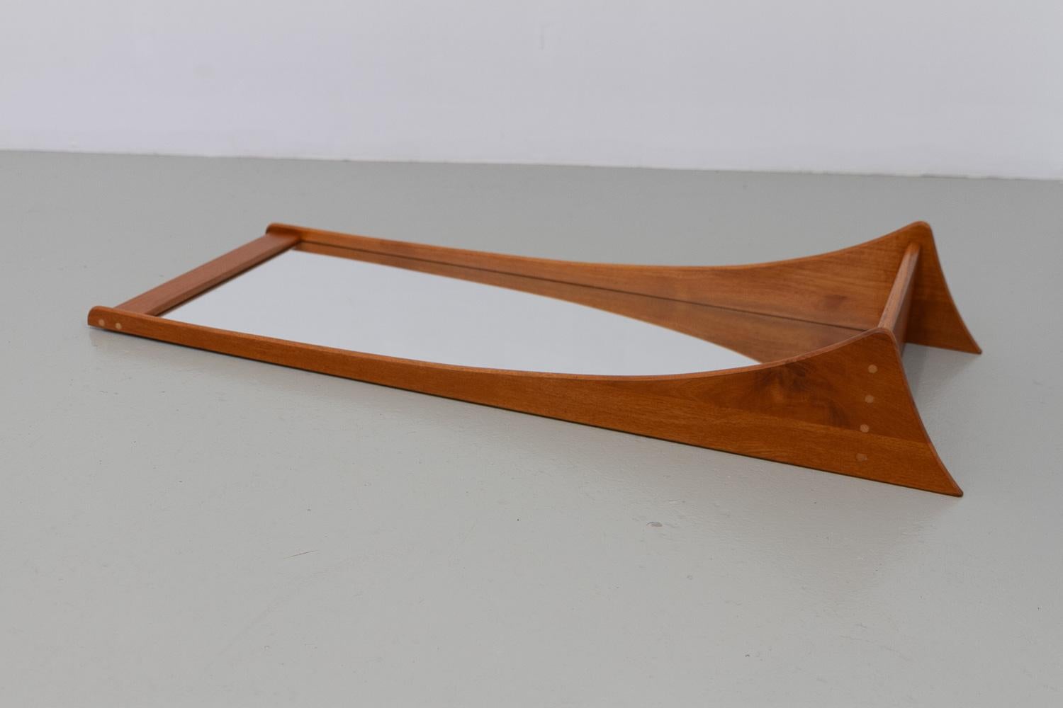 Scandinavian Modern Danish Modern Teak Wall Mirror with Shelf by Jansen Spejle, 1960s. For Sale