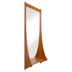 Dänischer moderner dänischer Teakholz-Wandspiegel mit Regal von Jansen Spejle, 1960er Jahre.