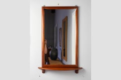 Danish Modern Teak Wall Mirror with Shelf
