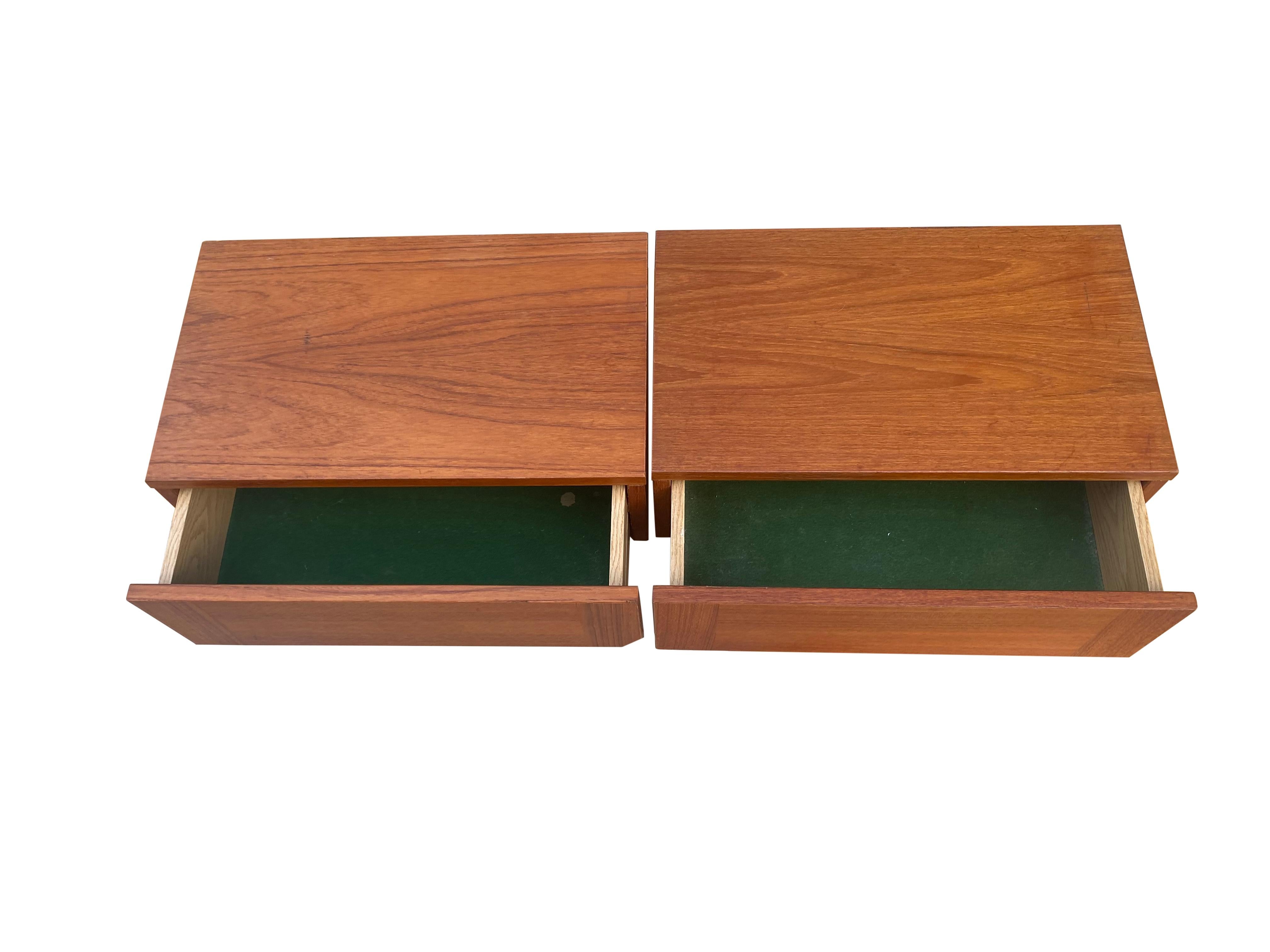Danish Modern Teak Wall Mounted Floating Nightstands  In Good Condition For Sale In Brooklyn, NY