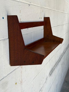 Danish Modern Teak Wall-Mounted Shelf with Sculptural Side Supports