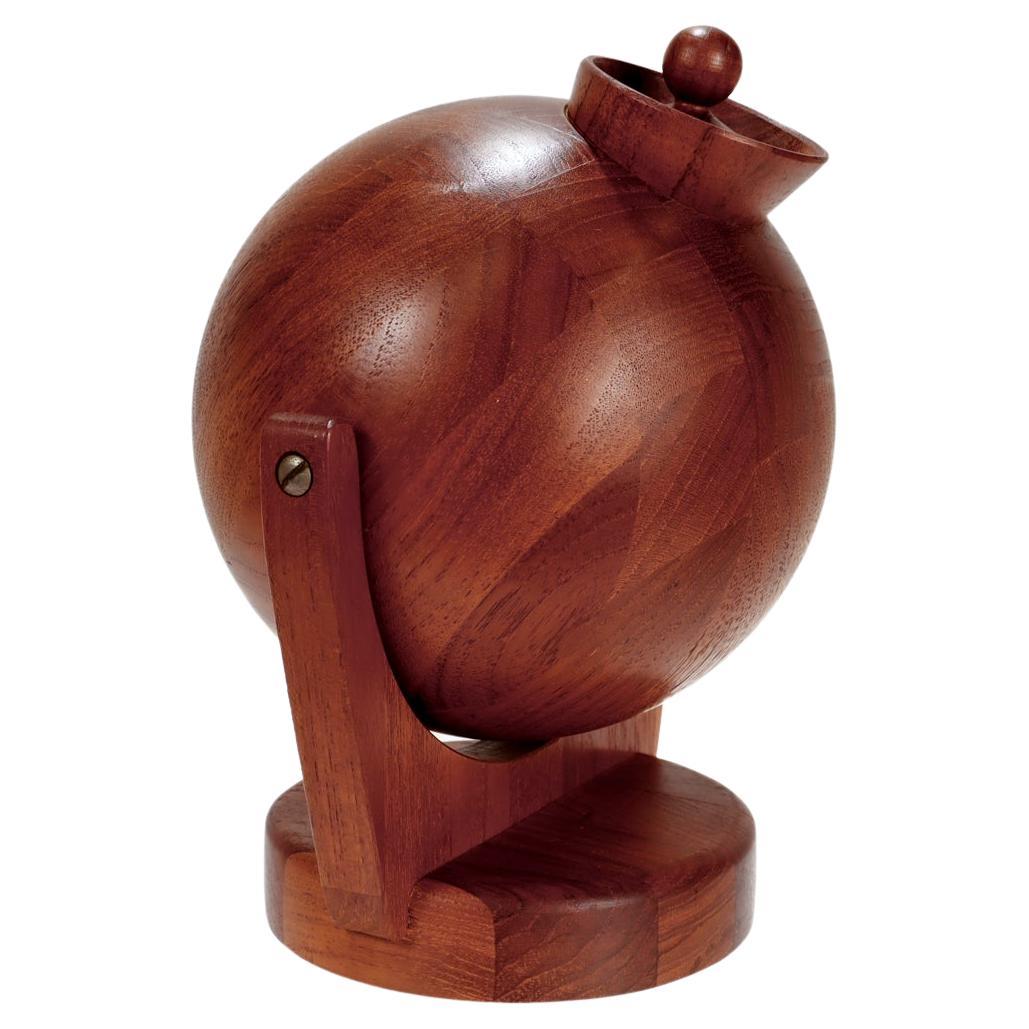 Danish Modern Teak Wall Mounted Swiveling Salt Ball or Canister