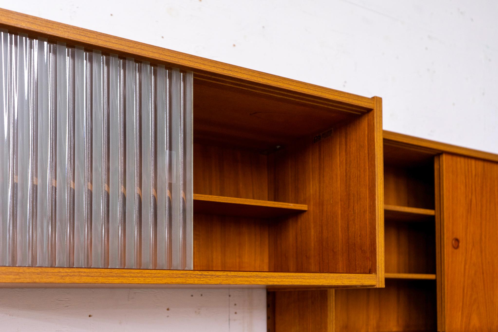 Veneer Danish Modern Teak Wall System For Sale