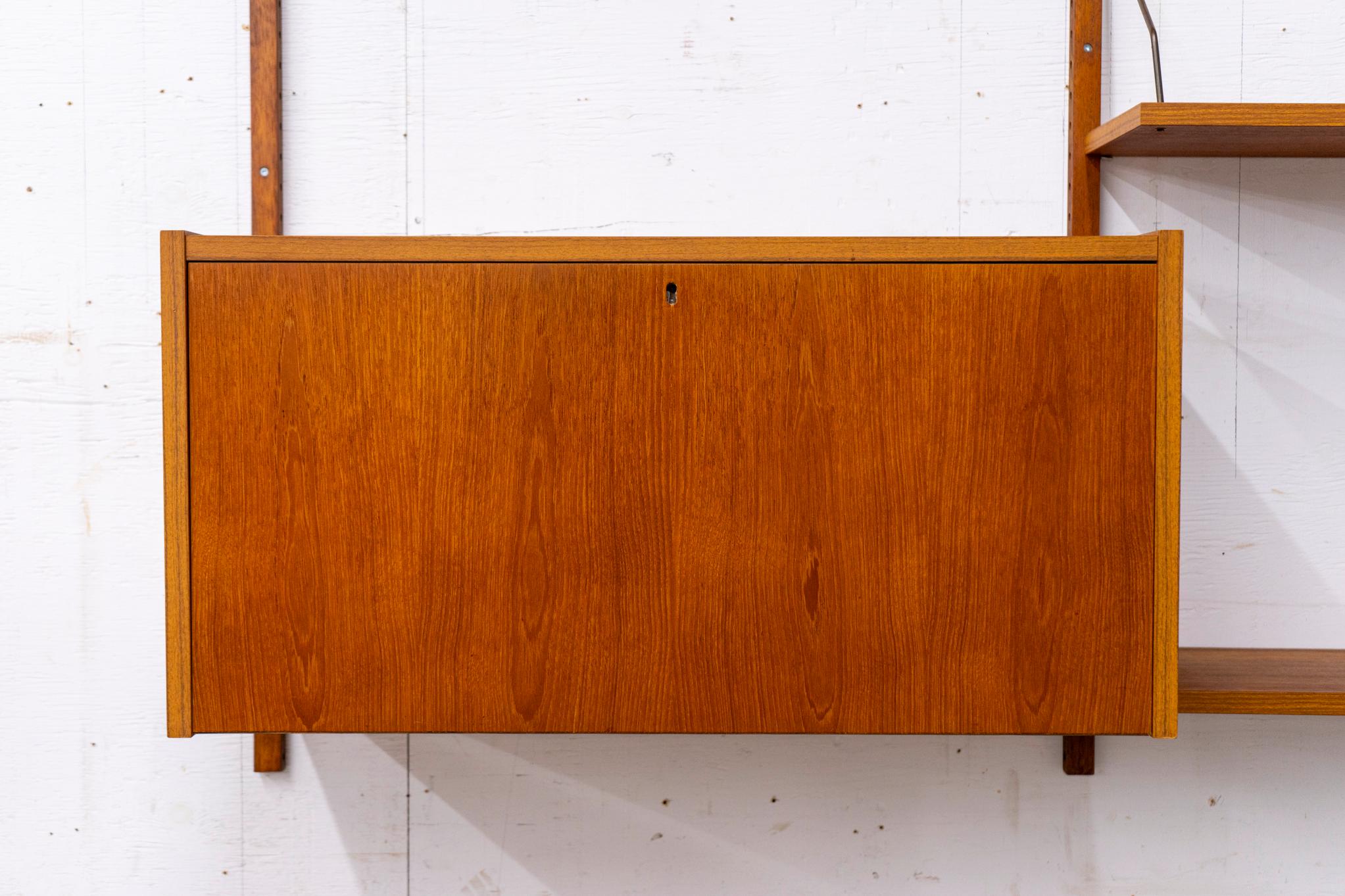 Glass Danish Modern Teak Wall System For Sale