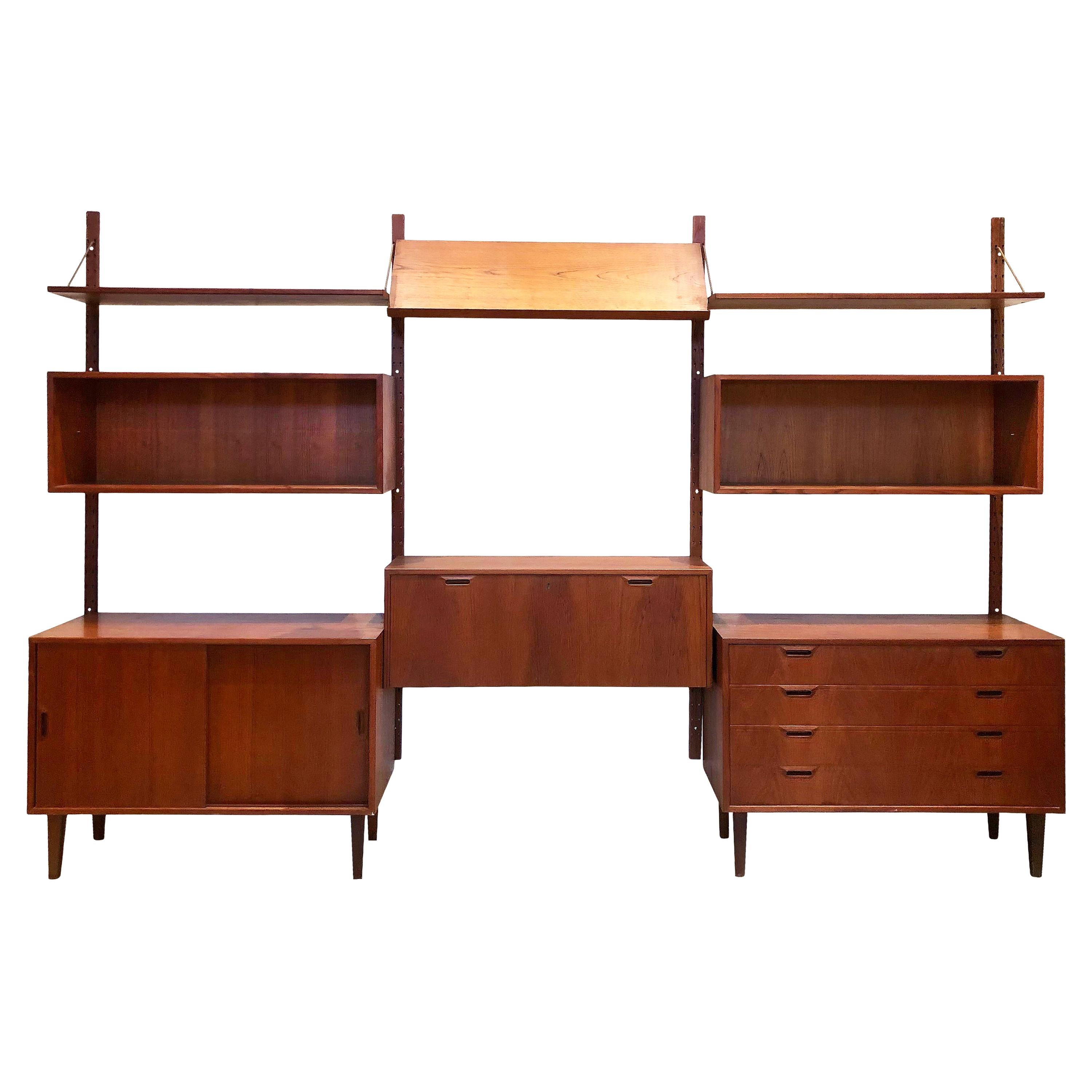  Danish Modern Teak Wall Unit by Poul Cadovius, Attributed, 1950s