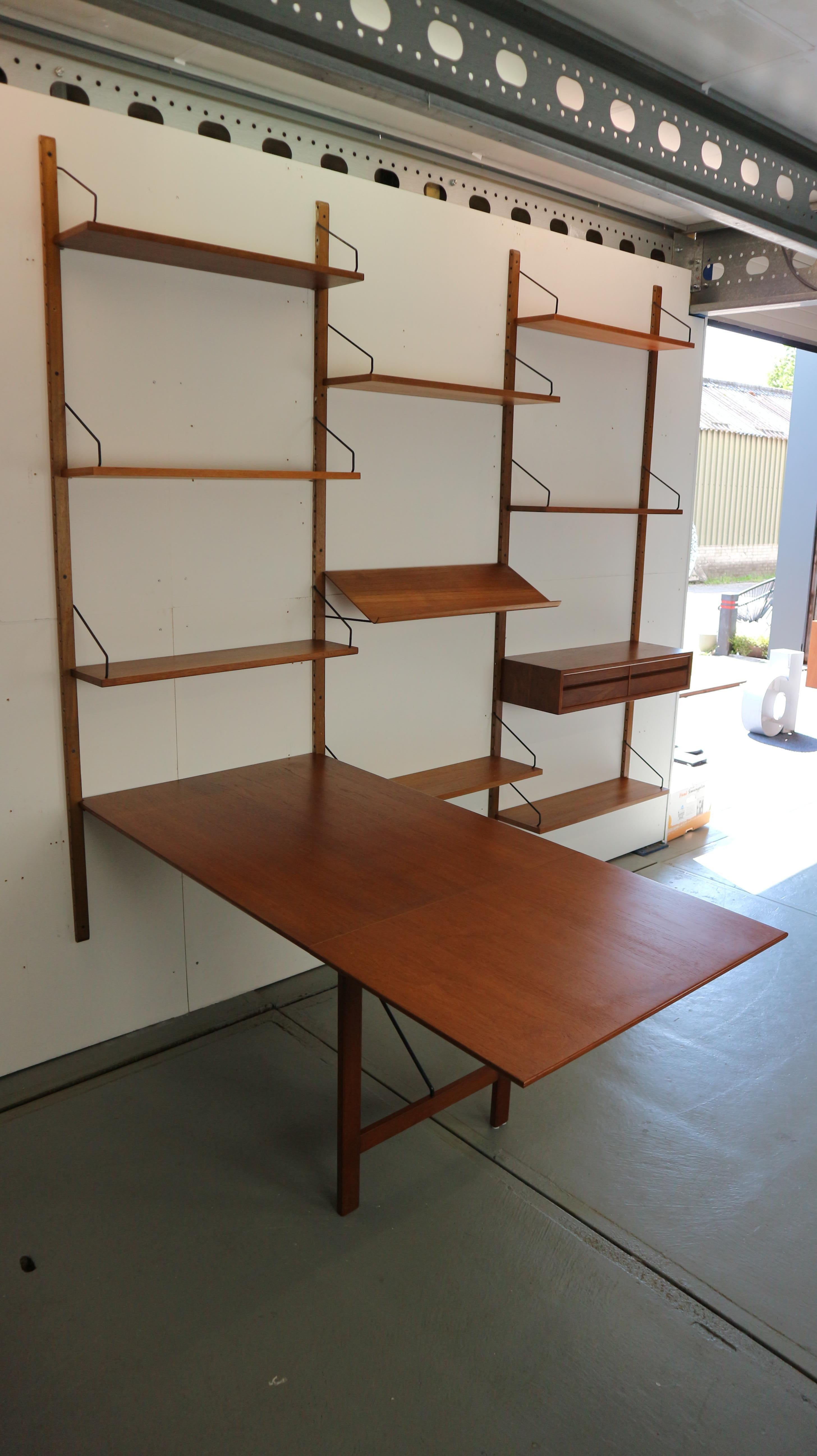 Danish Modern Teak Wall Unit or Home Office by Poul Cadovius for Cado, 1960 In Good Condition In The Hague, NL