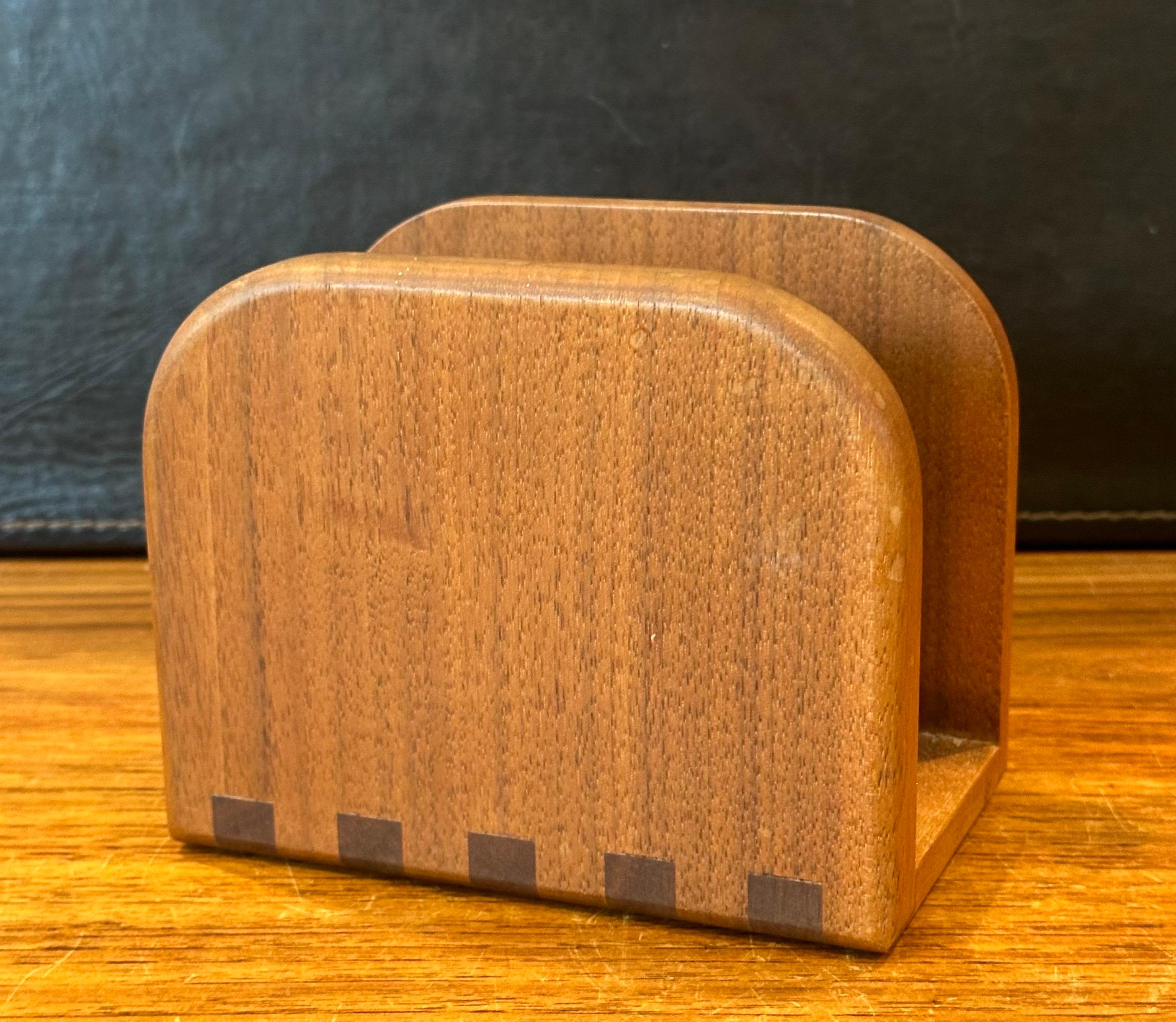 20th Century Danish Modern Teak & Walnut Napkin Holder For Sale