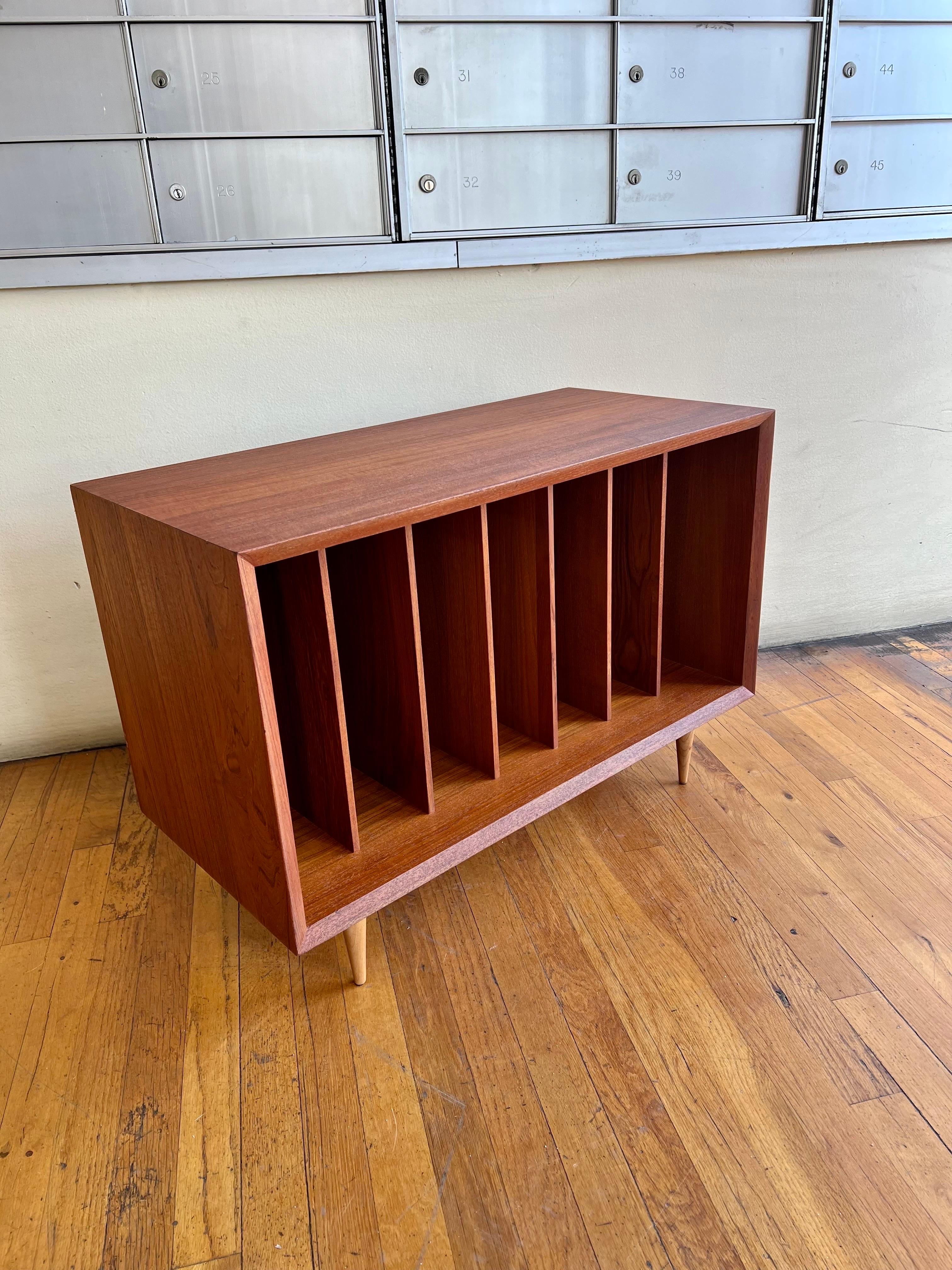 20th Century Danish Modern Teak and Walnut Rare Record Cabinet by Poul Cadivous