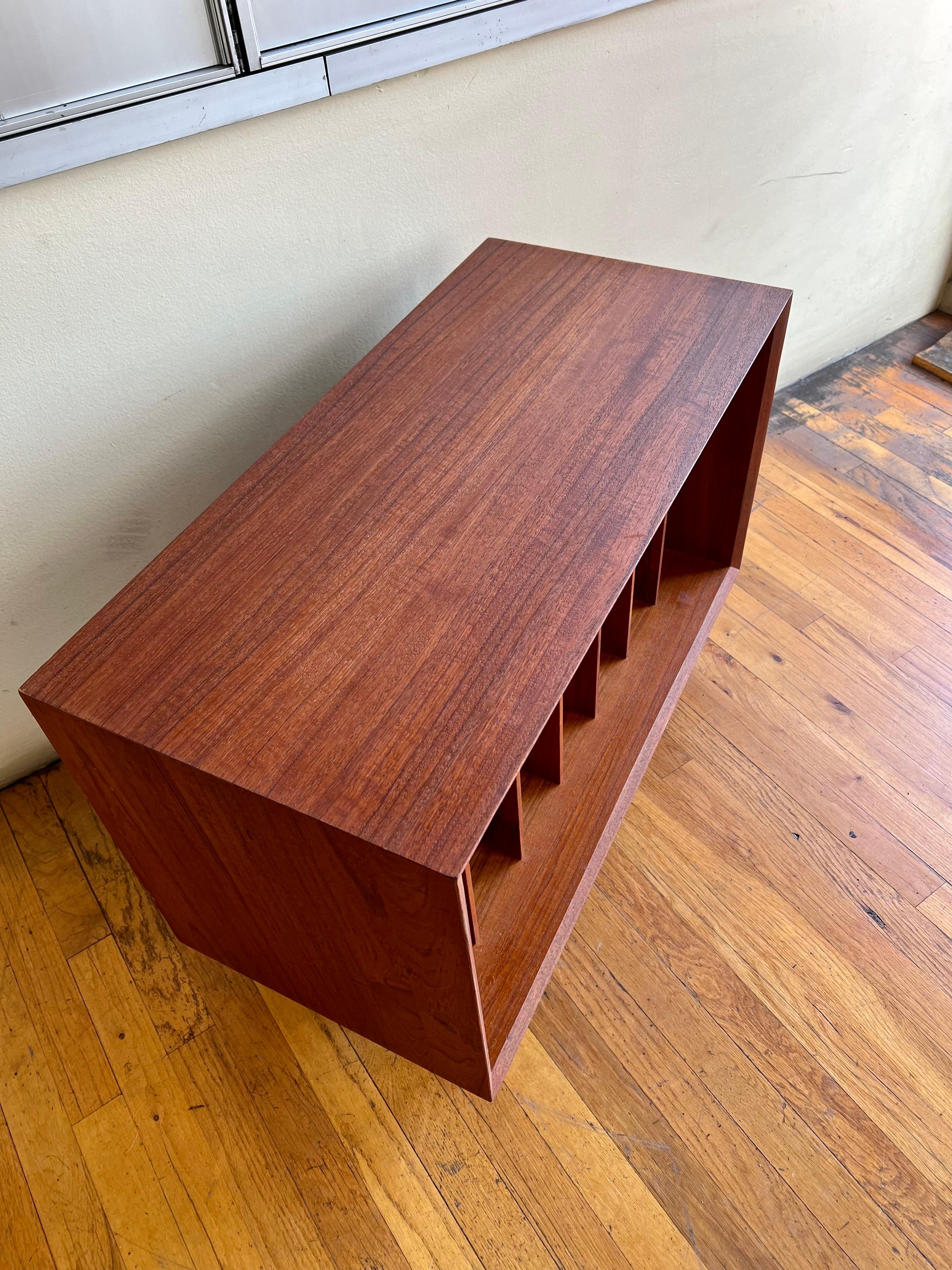 Danish Modern Teak and Walnut Rare Record Cabinet by Poul Cadivous 1