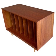 Vintage Danish Modern Teak and Walnut Rare Record Cabinet by Poul Cadivous