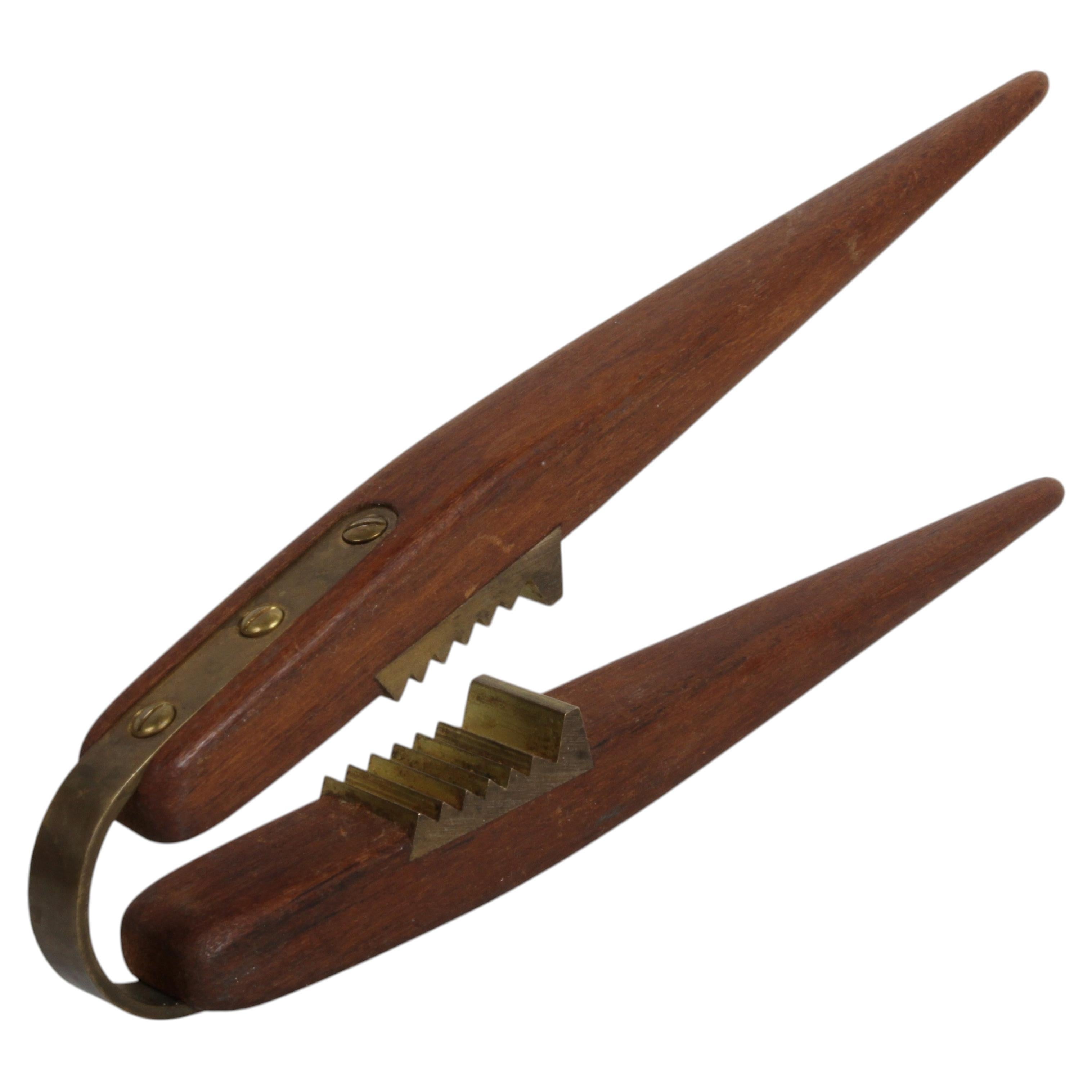 Danish Modern Teak Wood and Brass Nutcracker by Poul Knudsen (Carl Auböck Style)