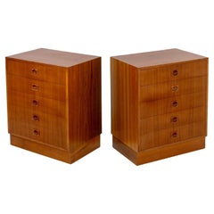 Danish Modern Teak Wood Chest of Drawers, Pair