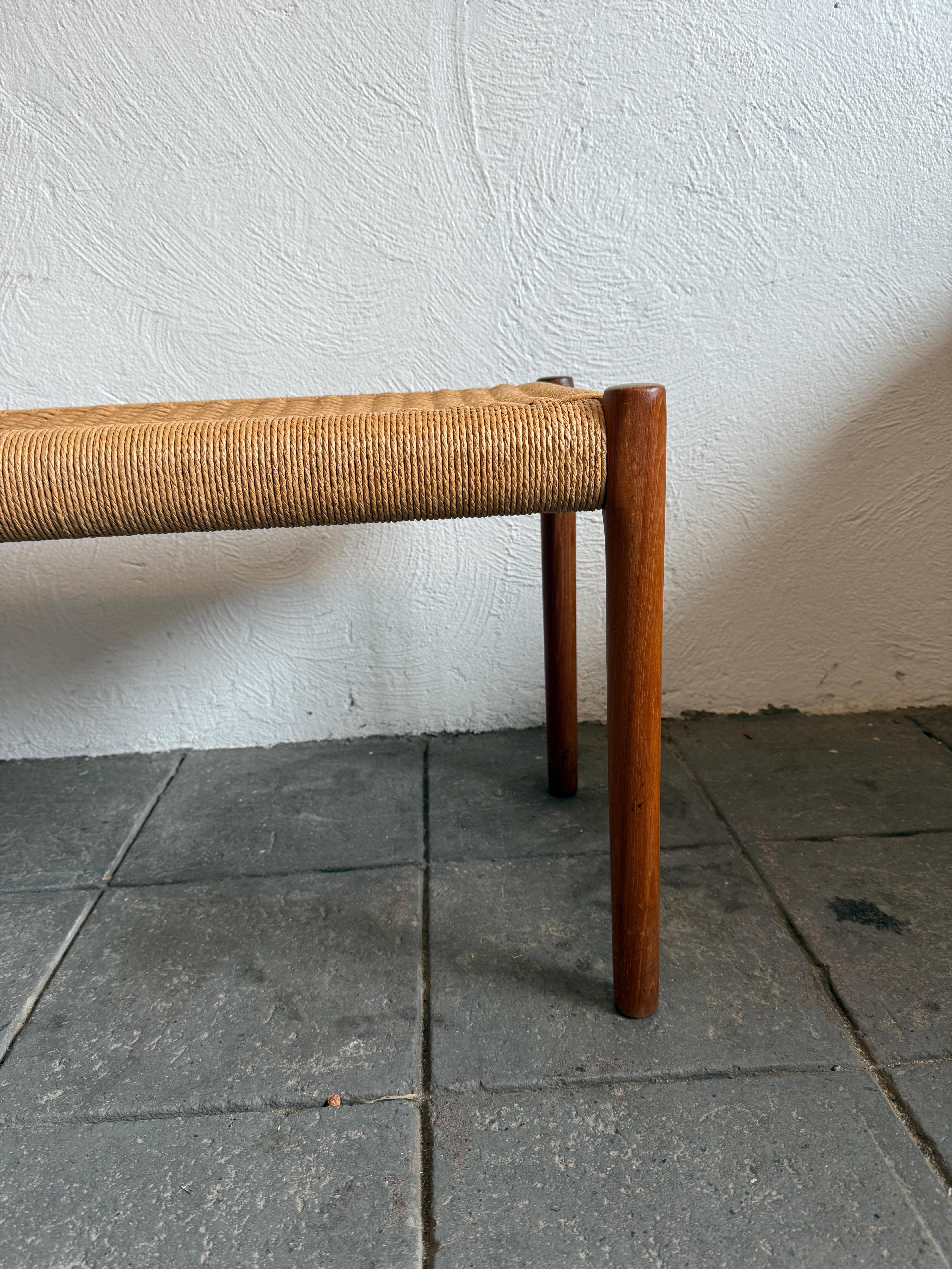 Scandinavian Modern Danish Modern teak woven Bench by Niels Otto Møller for J.L. Moller For Sale
