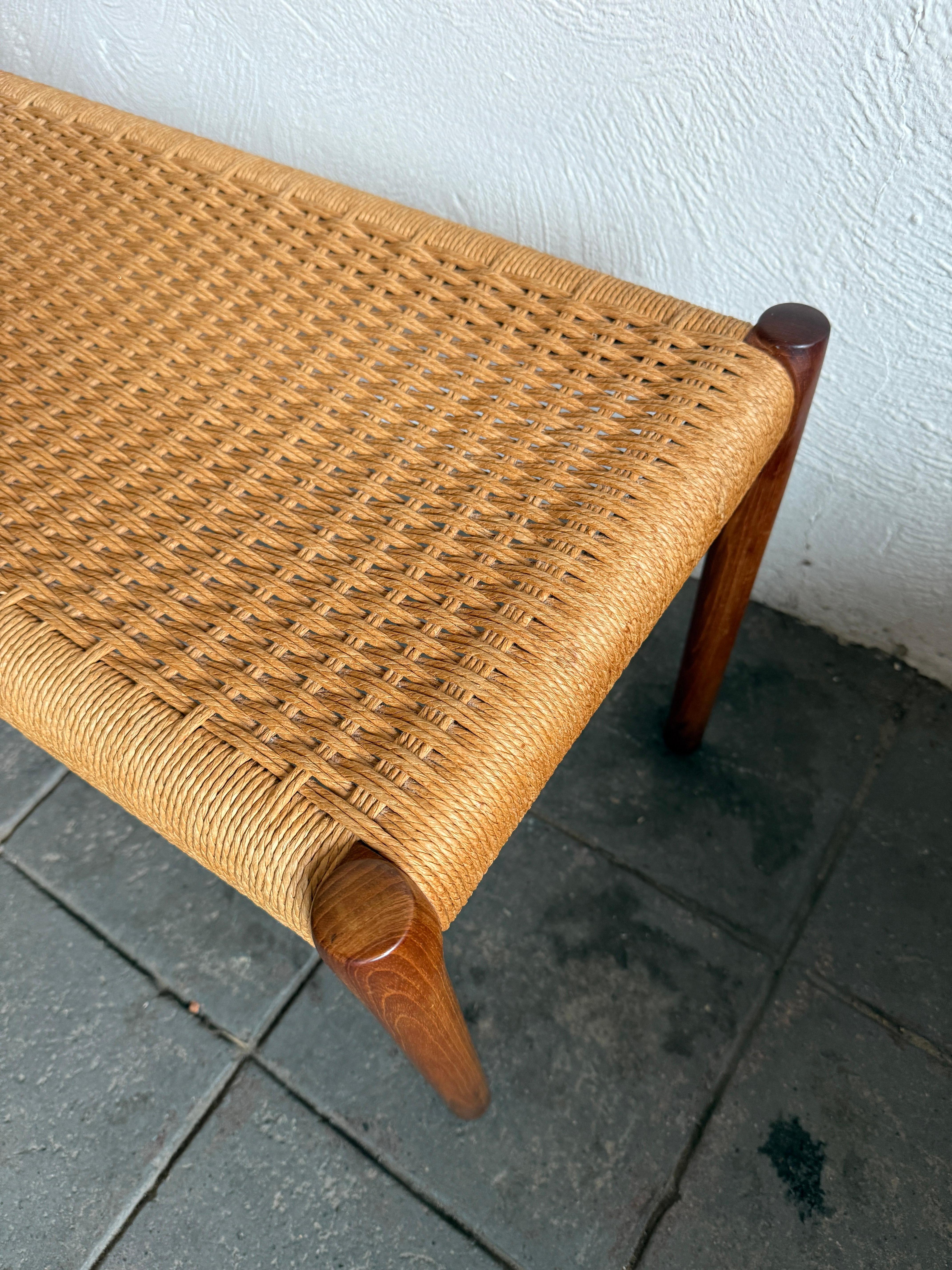 Woodwork Danish Modern teak woven Bench by Niels Otto Møller for J.L. Moller For Sale