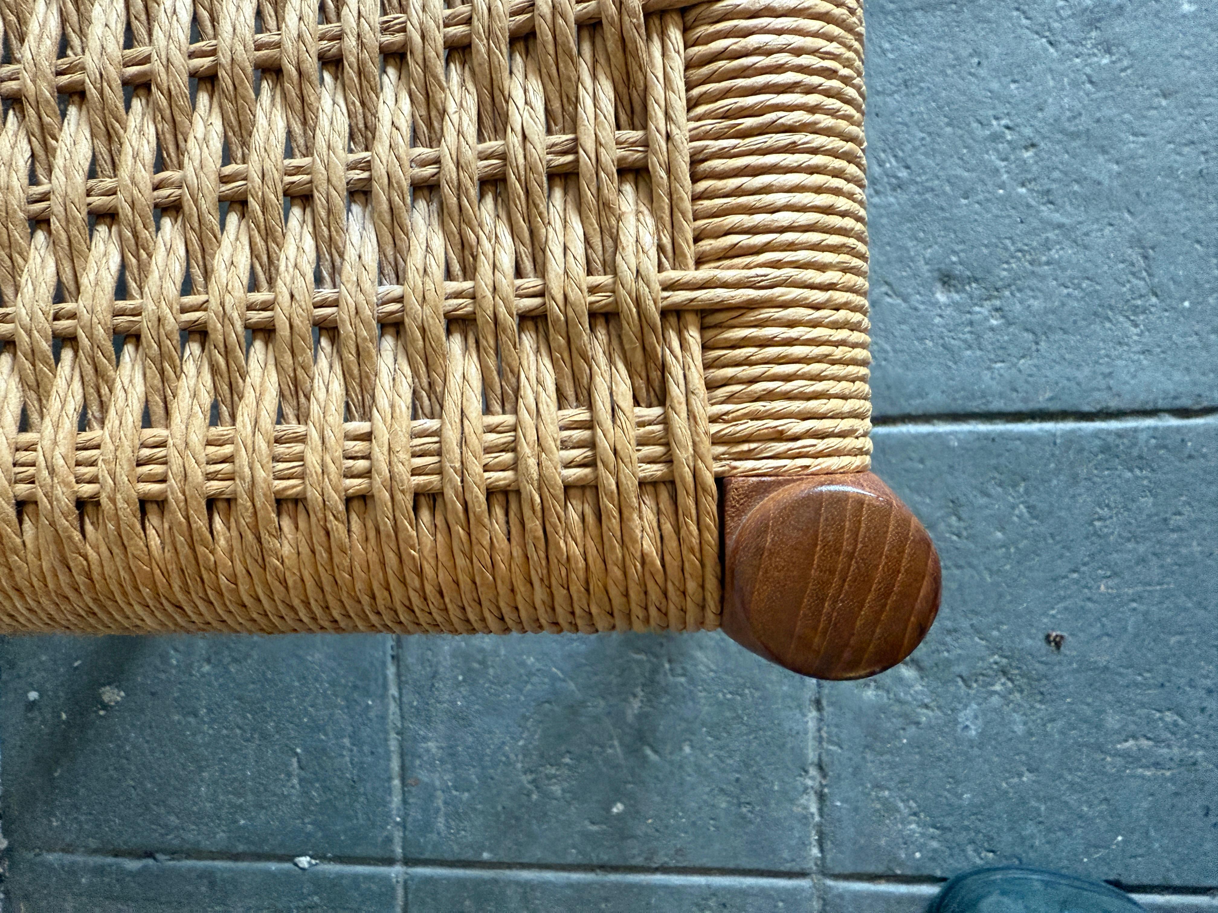 Danish Modern teak woven Bench by Niels Otto Møller for J.L. Moller In Good Condition For Sale In Brooklyn, NY