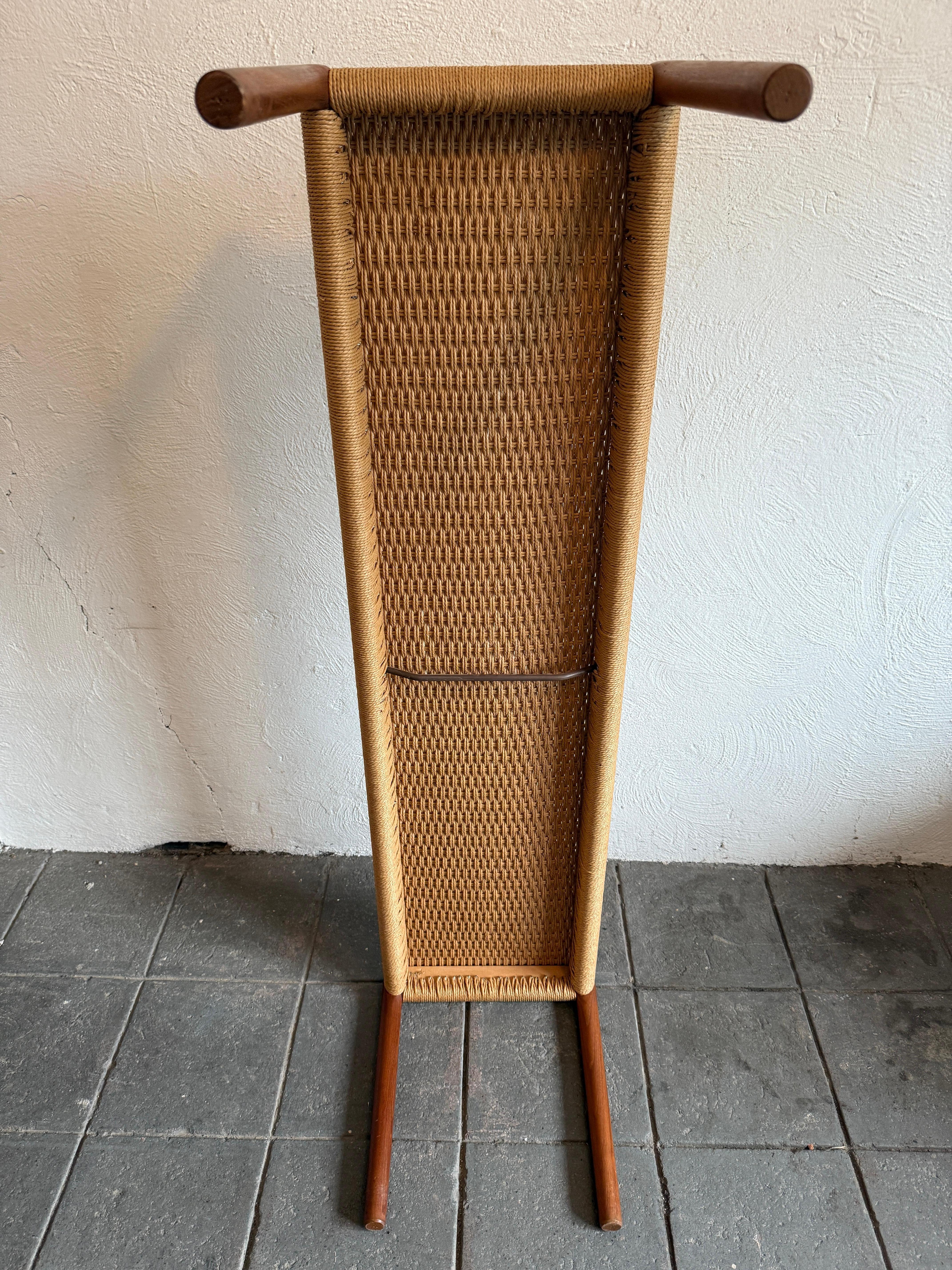 Papercord Danish Modern teak woven Bench by Niels Otto Møller for J.L. Moller For Sale