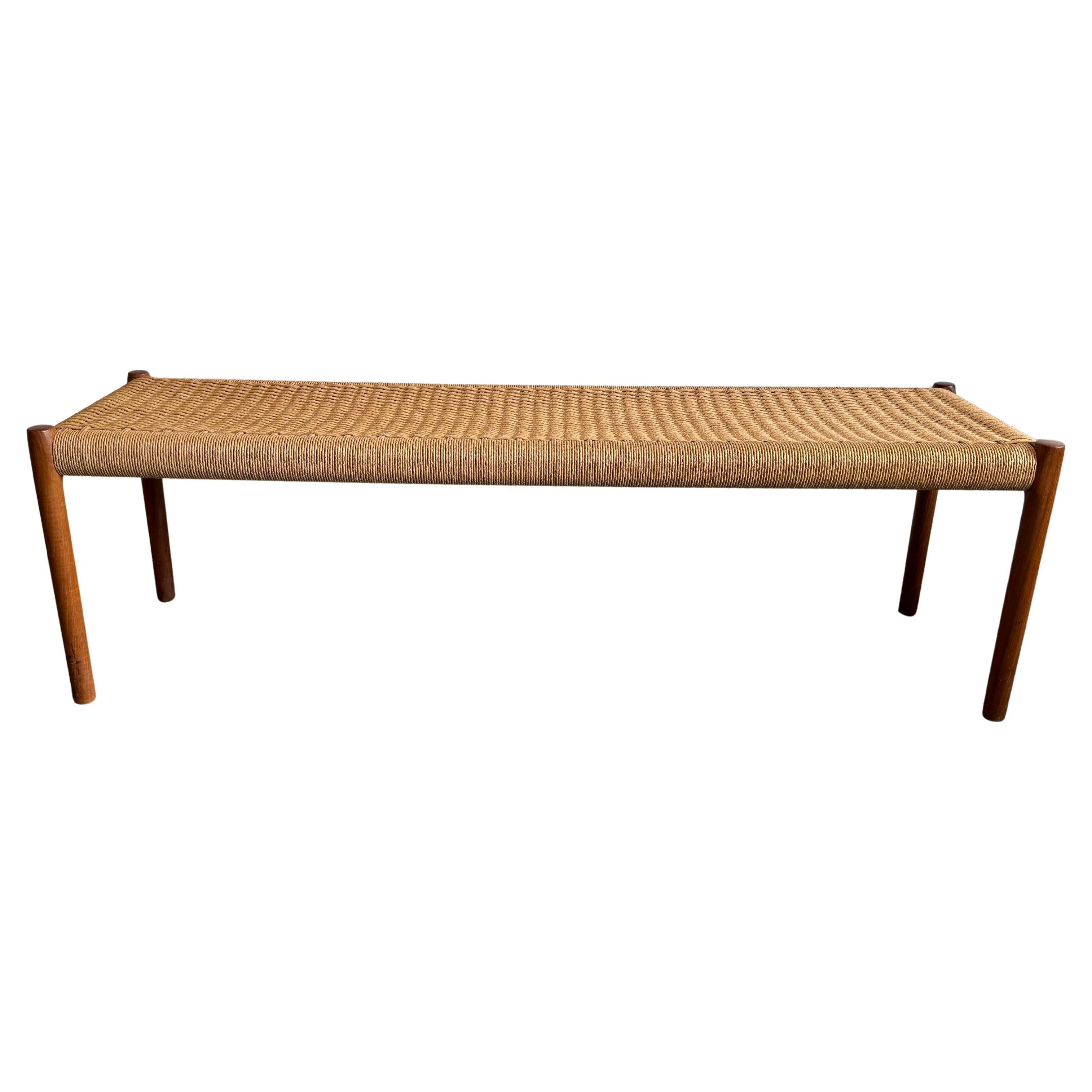Danish Modern teak woven Bench by Niels Otto Møller for J.L. Moller