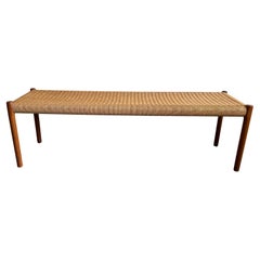 Danish Modern teak woven Bench by Niels Otto Møller for J.L. Moller