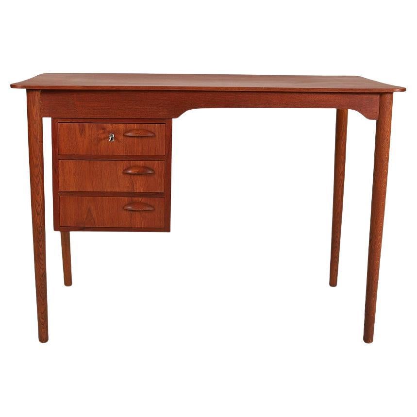 danish modern teak writing desk with curvilinear top