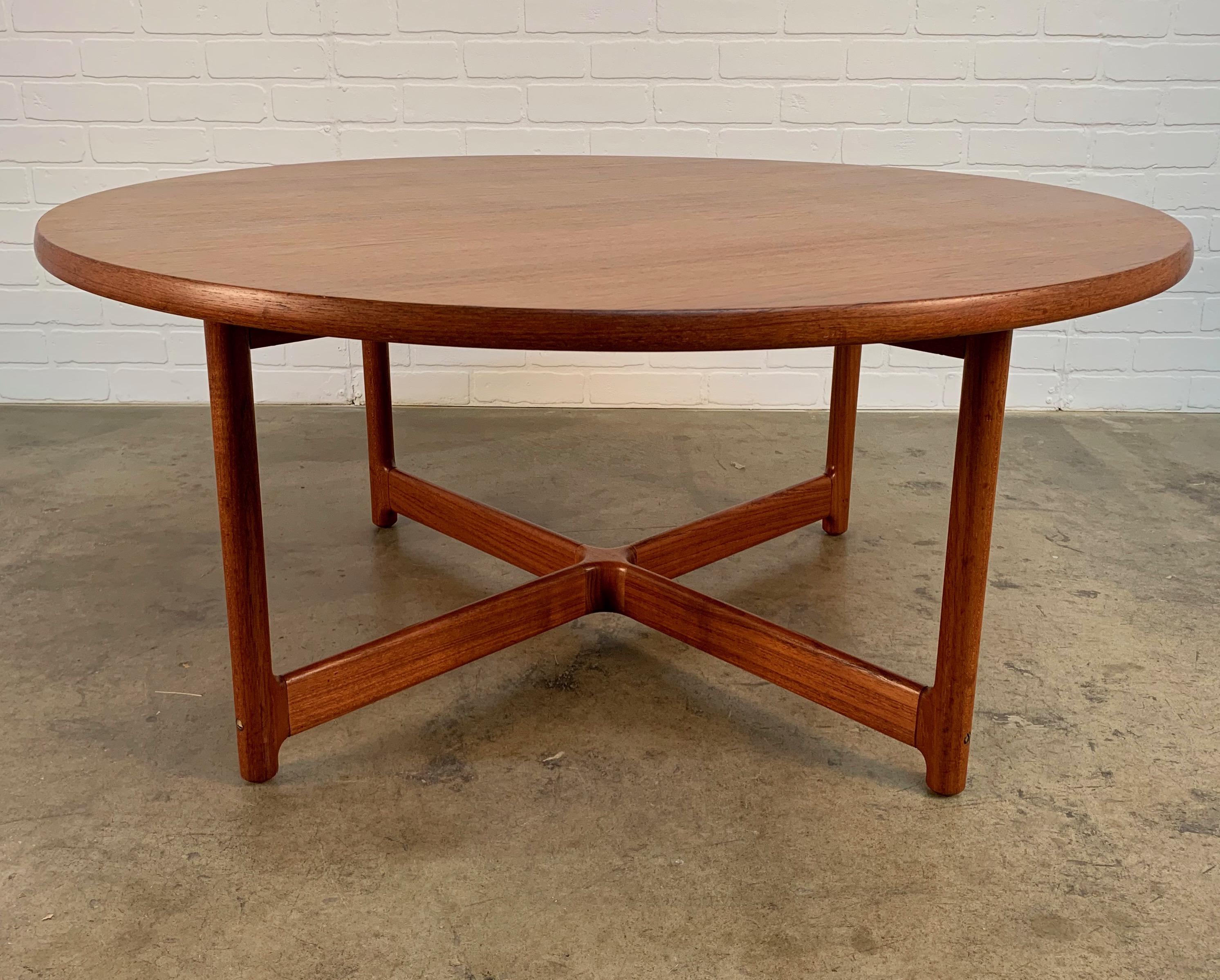 Brass Danish Modern Teak X-Base Coffee Table