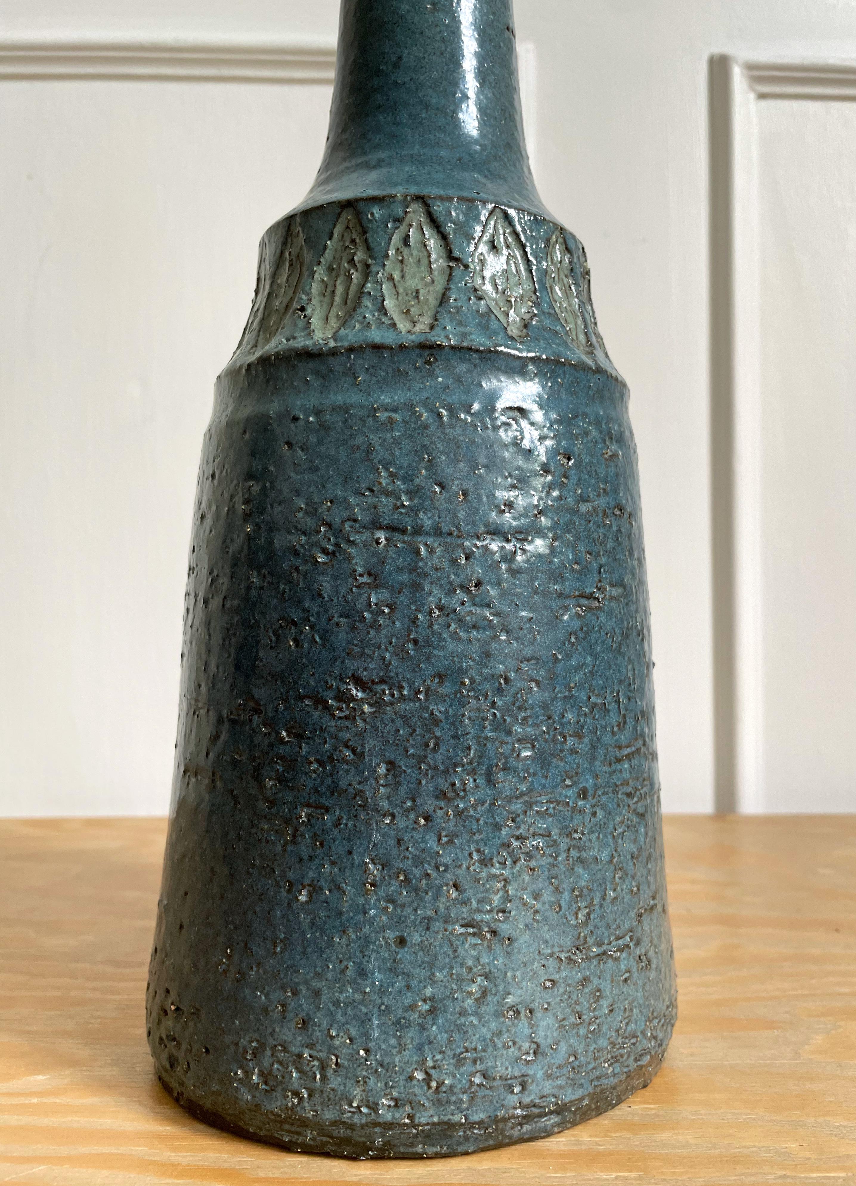 Danish Modern Teal Glazed Ceramic Table Lamp, 1960s For Sale 1