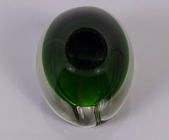 Dänisches modernes dänisches Tropfengefäß aus dunkelgrünem und klarem Glas Per Luken Holmegaard, 1959