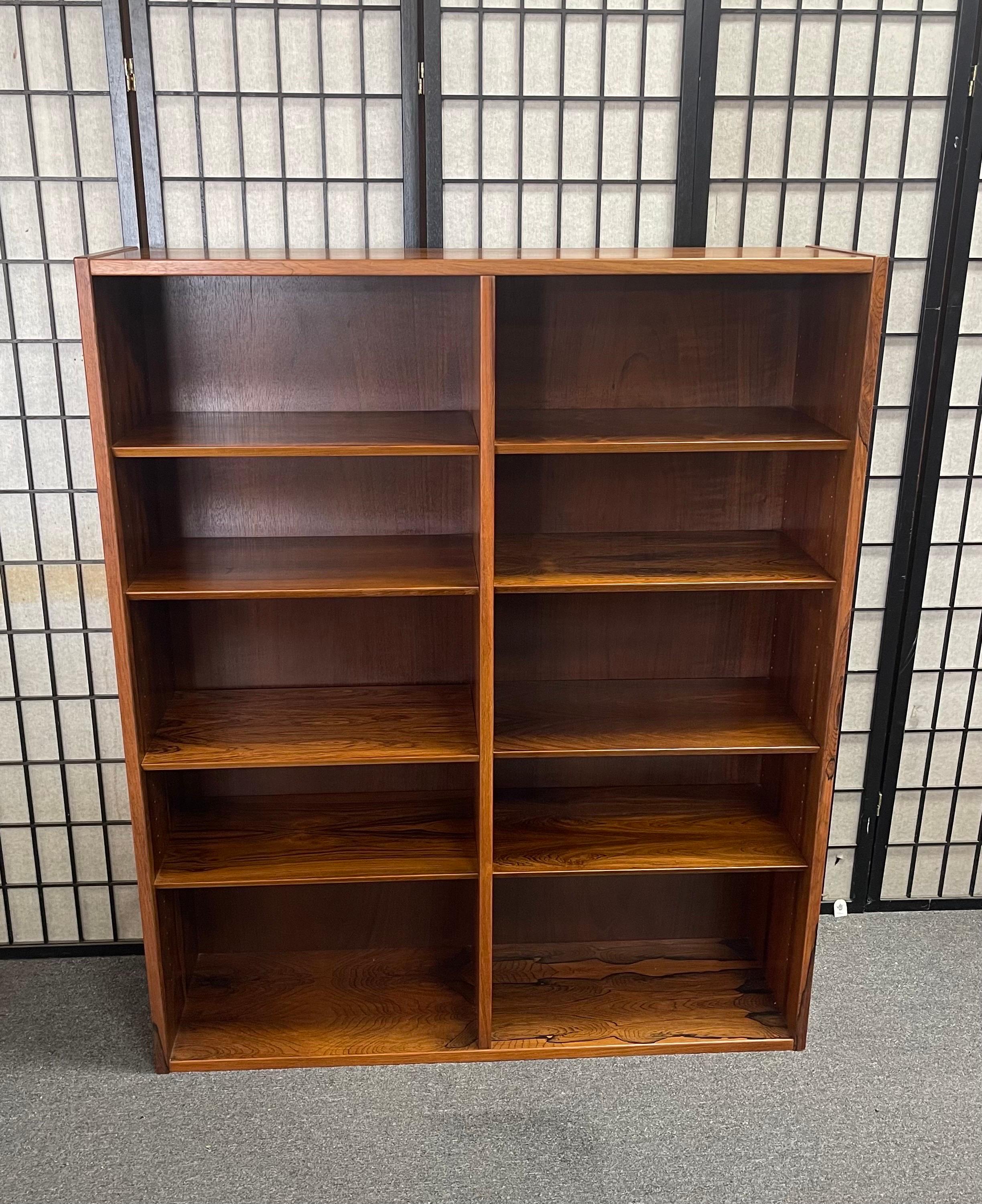 20th Century Danish Modern Ten Shelf Rosewood Bookcase in the Style of Poul Hundevad For Sale