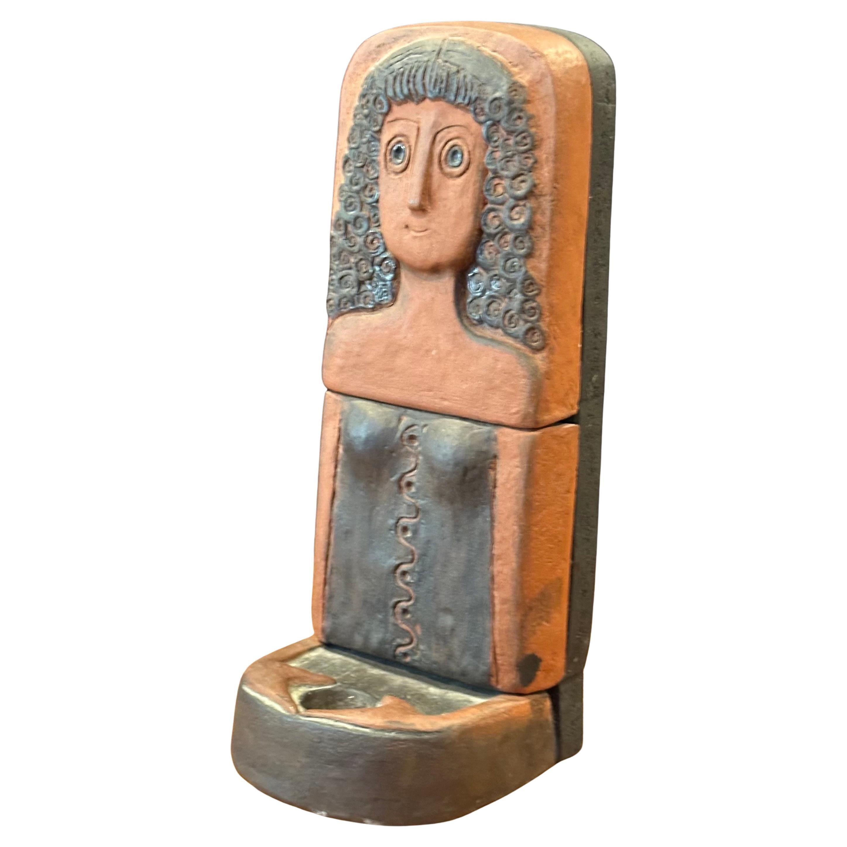 Scandinavian Modern Danish Modern Terracotta Candle Holder by Thyssen Keramik For Sale