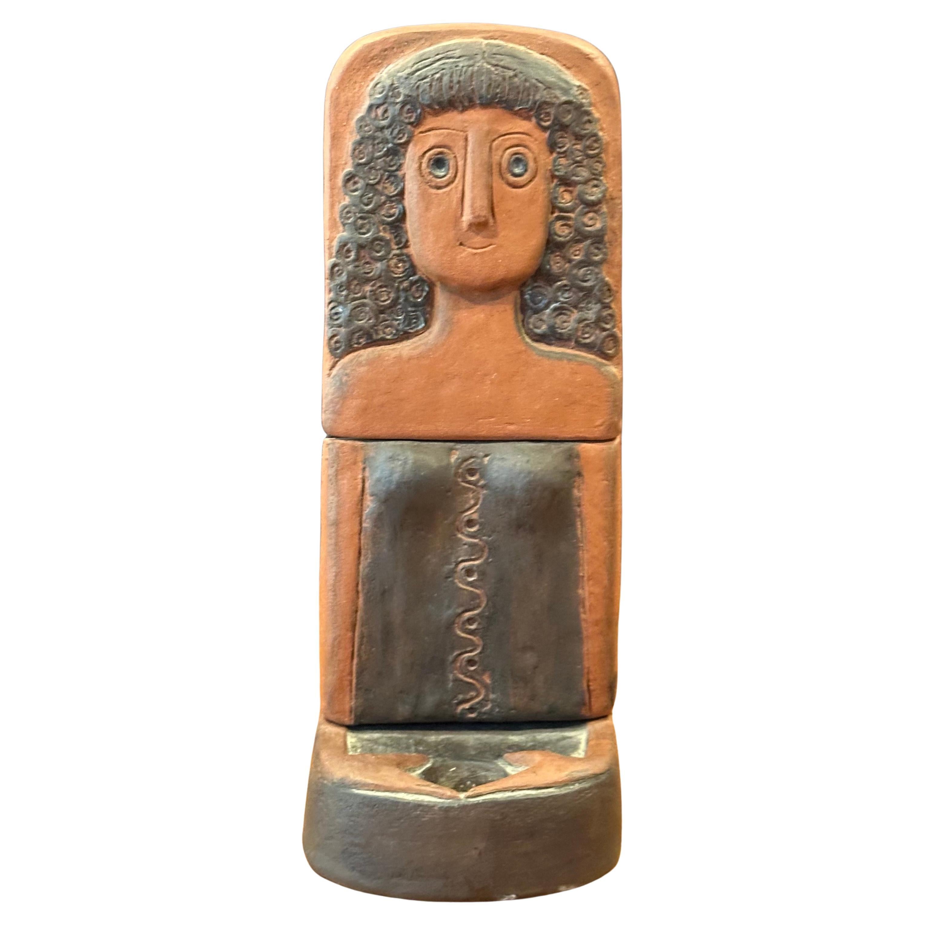 Danish Modern Terracotta Candle Holder by Thyssen Keramik In Good Condition For Sale In San Diego, CA