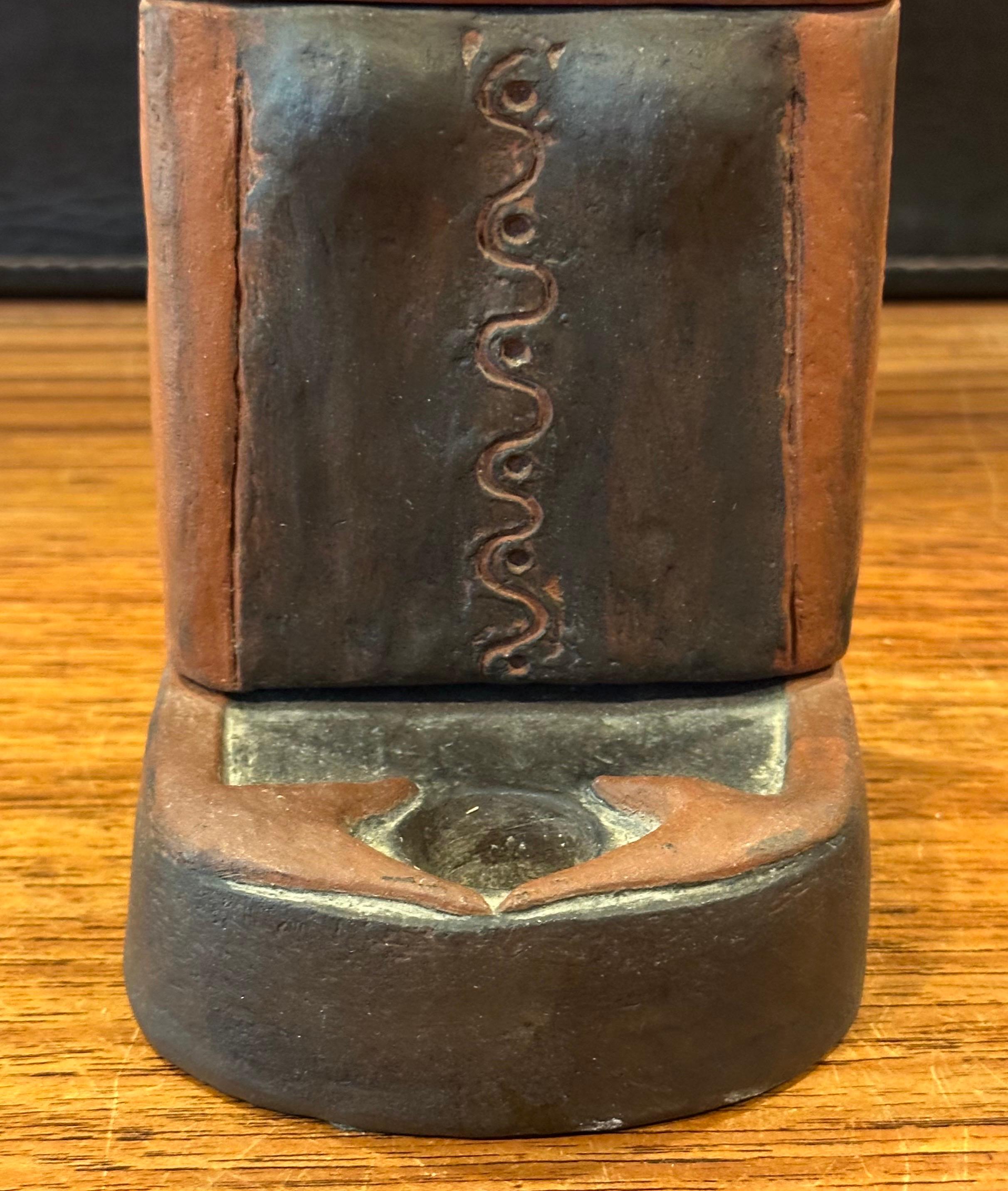 Danish Modern Terracotta Candle Holder by Thyssen Keramik For Sale 2