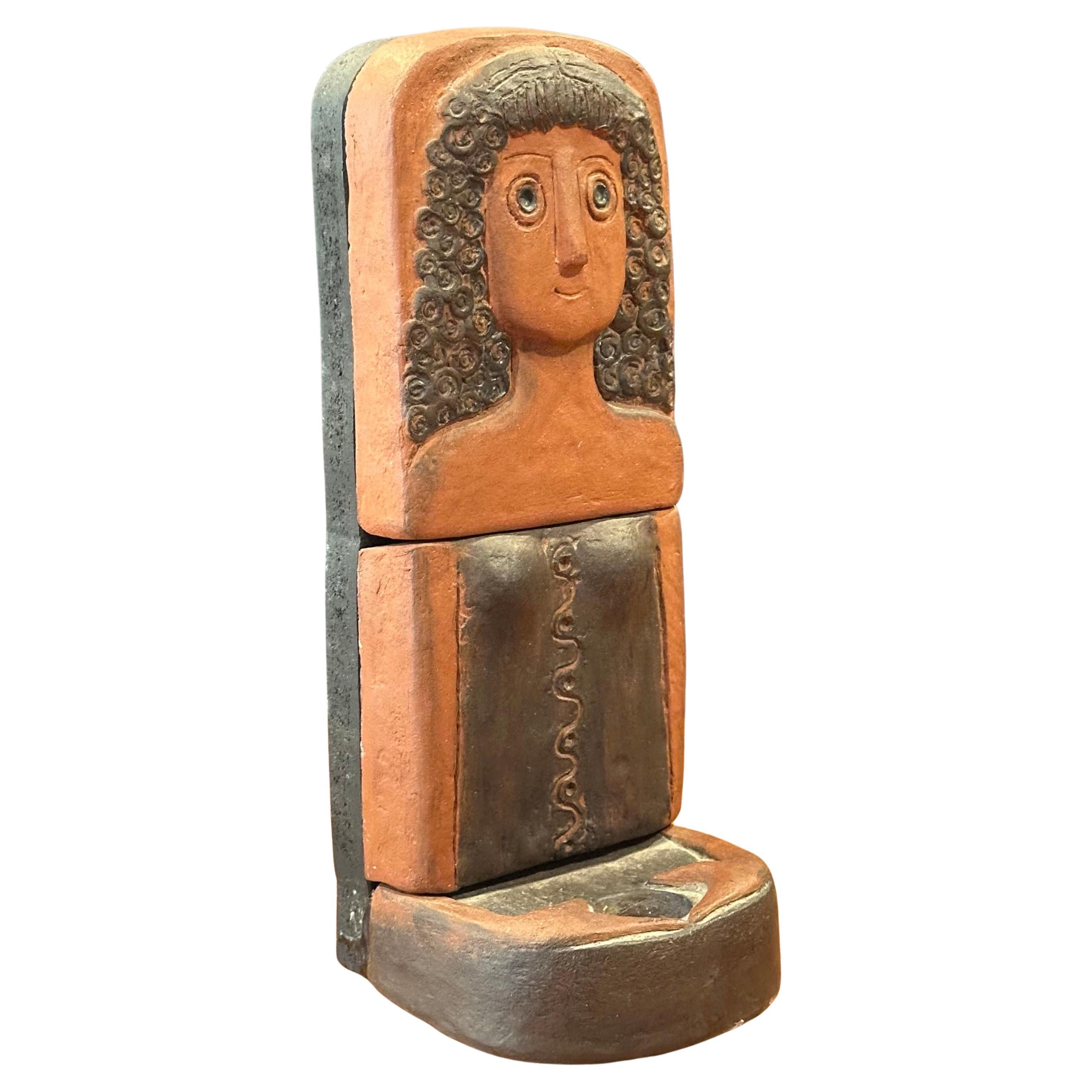 Danish Modern Terracotta Candle Holder by Thyssen Keramik For Sale