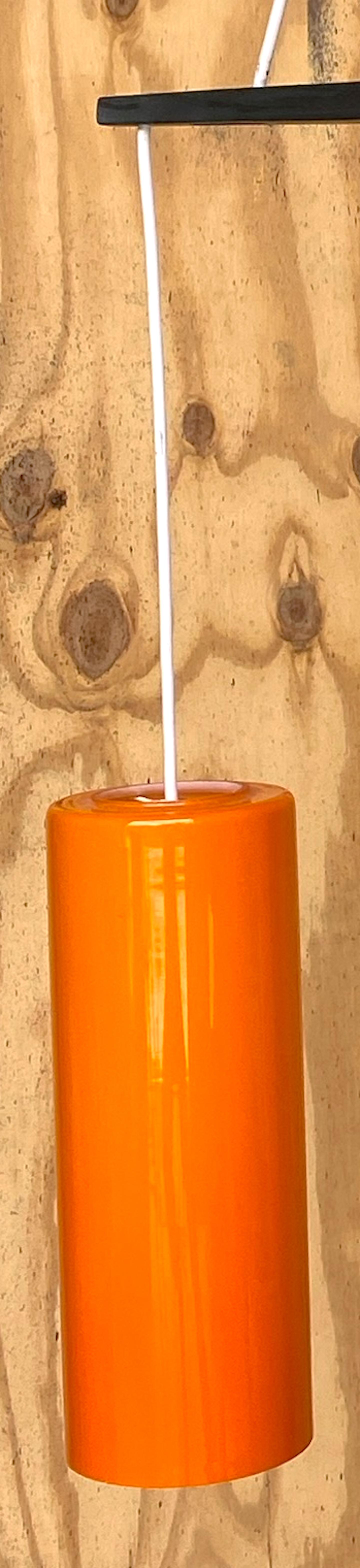 Lustre/ Pendentif danois moderne à trois lumières Holmegaard en verre orange Bon état - En vente à West Palm Beach, FL