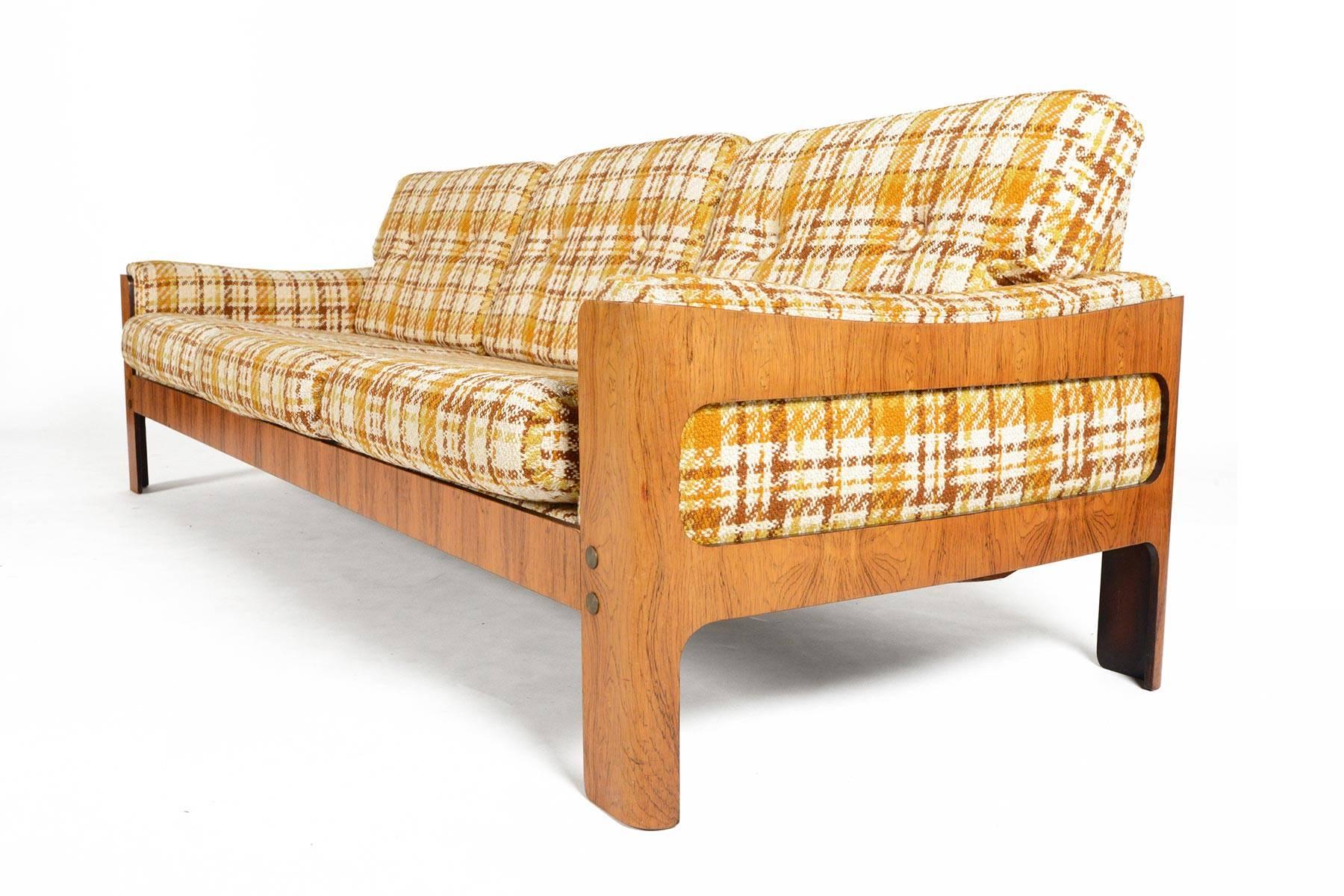 Danish Modern Three-Seat Midcentury Sofa in Bent Ply and Rosewood 1