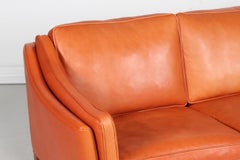 Danish Modern 3-Seat Sofa by Grant Furniture with Cognac-Colored Leather 1980s