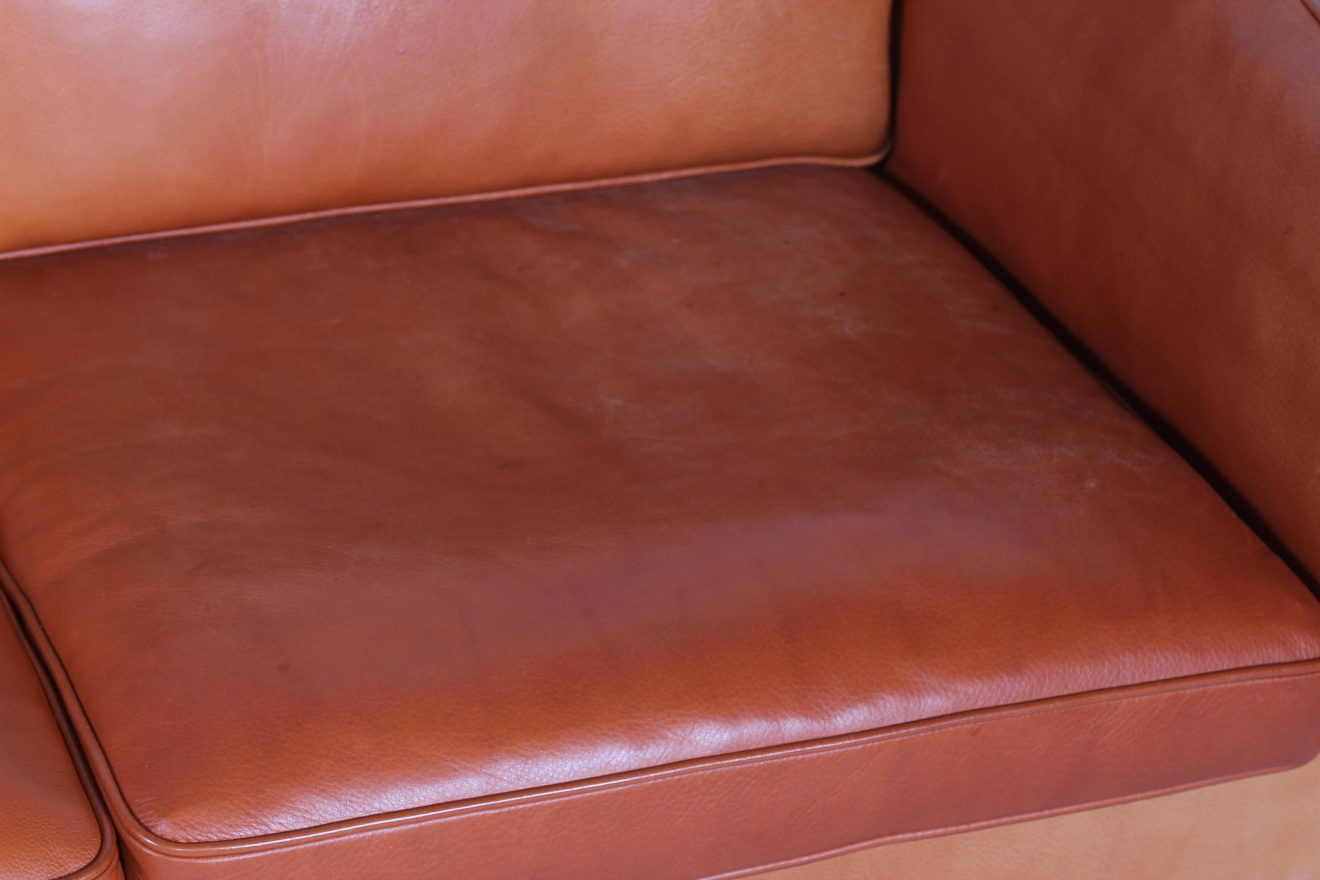 Danish Modern 3-Seat Sofa by Grant Furniture with Cognac-Colored Leather 1980s In Good Condition In Aarhus C, DK
