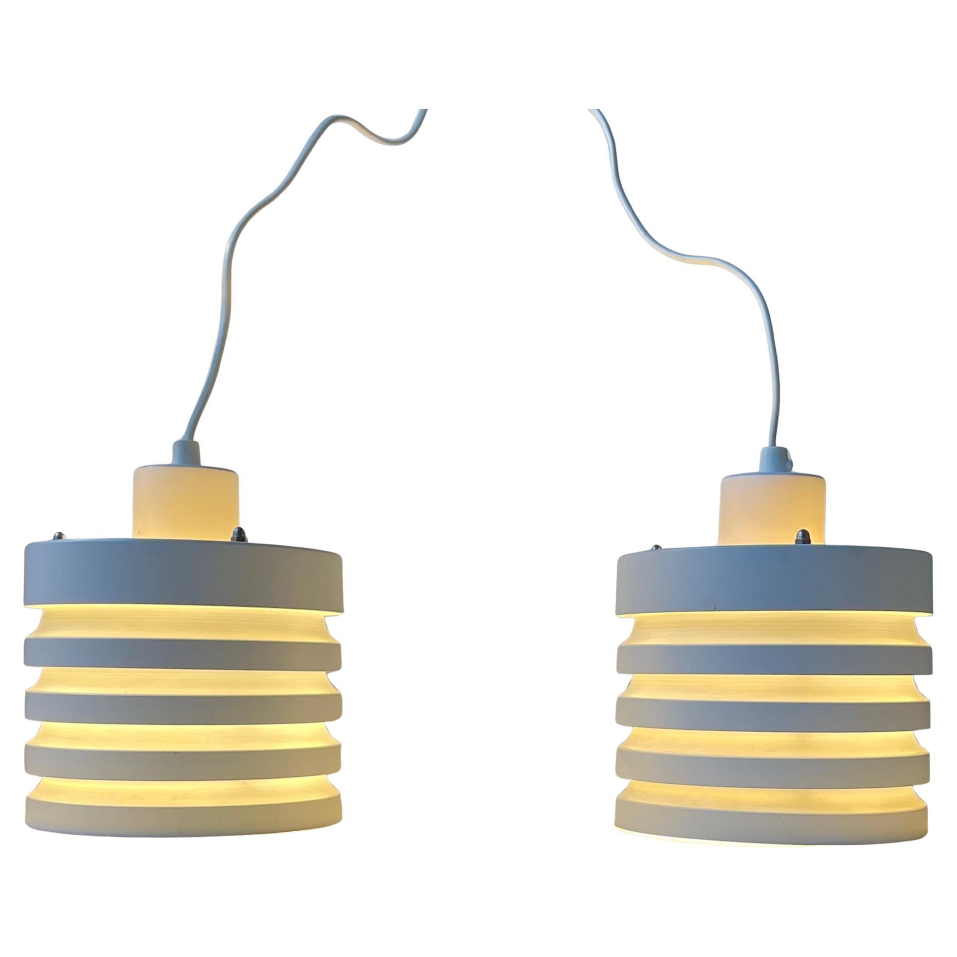 Danish Modern Tiered White Pendant Lights by Knud Christensen, 1970s