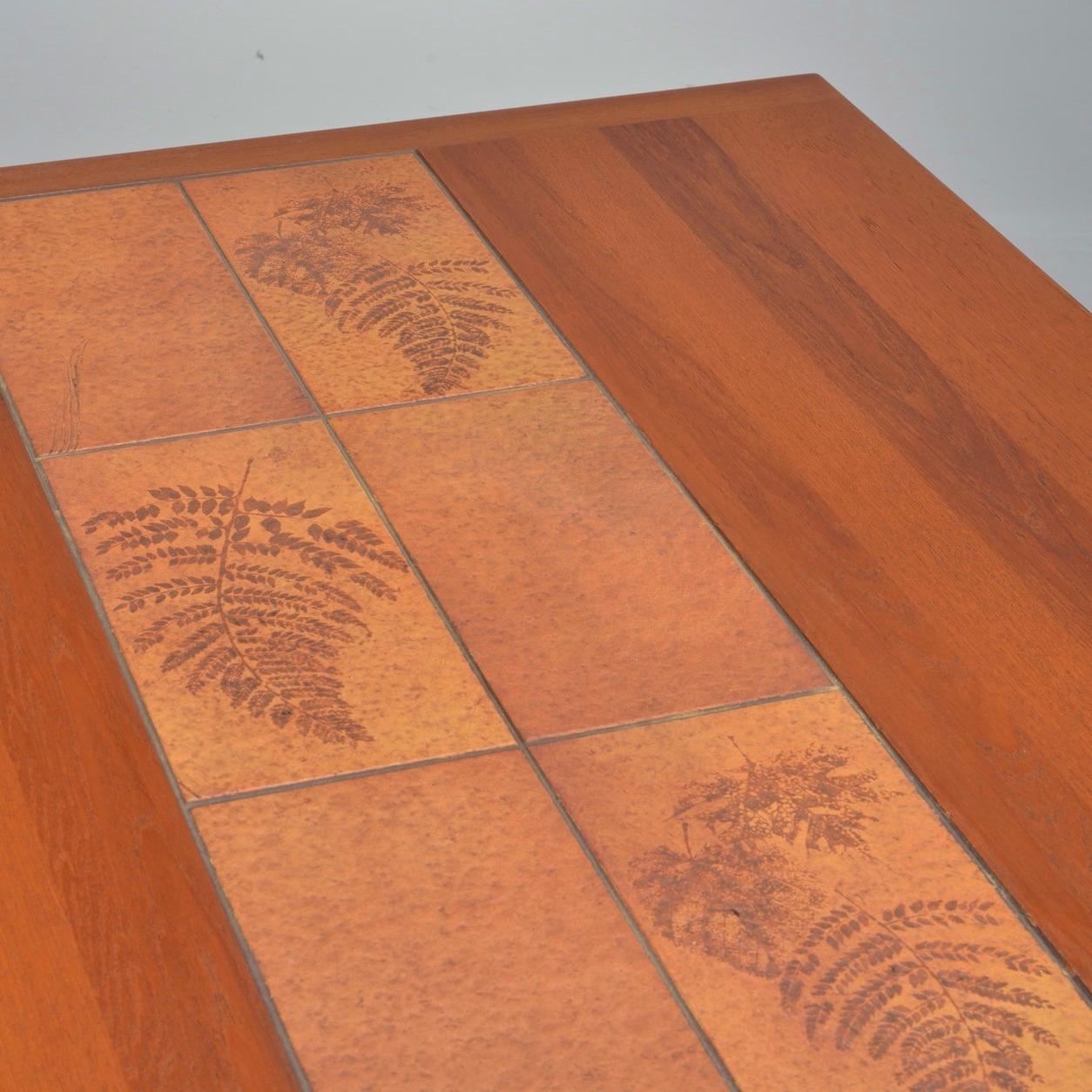 Mid-20th Century Danish Modern Tile Inlay Teak Desk or Dining Table For Sale