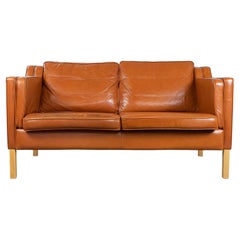 Retro Danish Modern Tobacco Leather Loveseat by Stouby