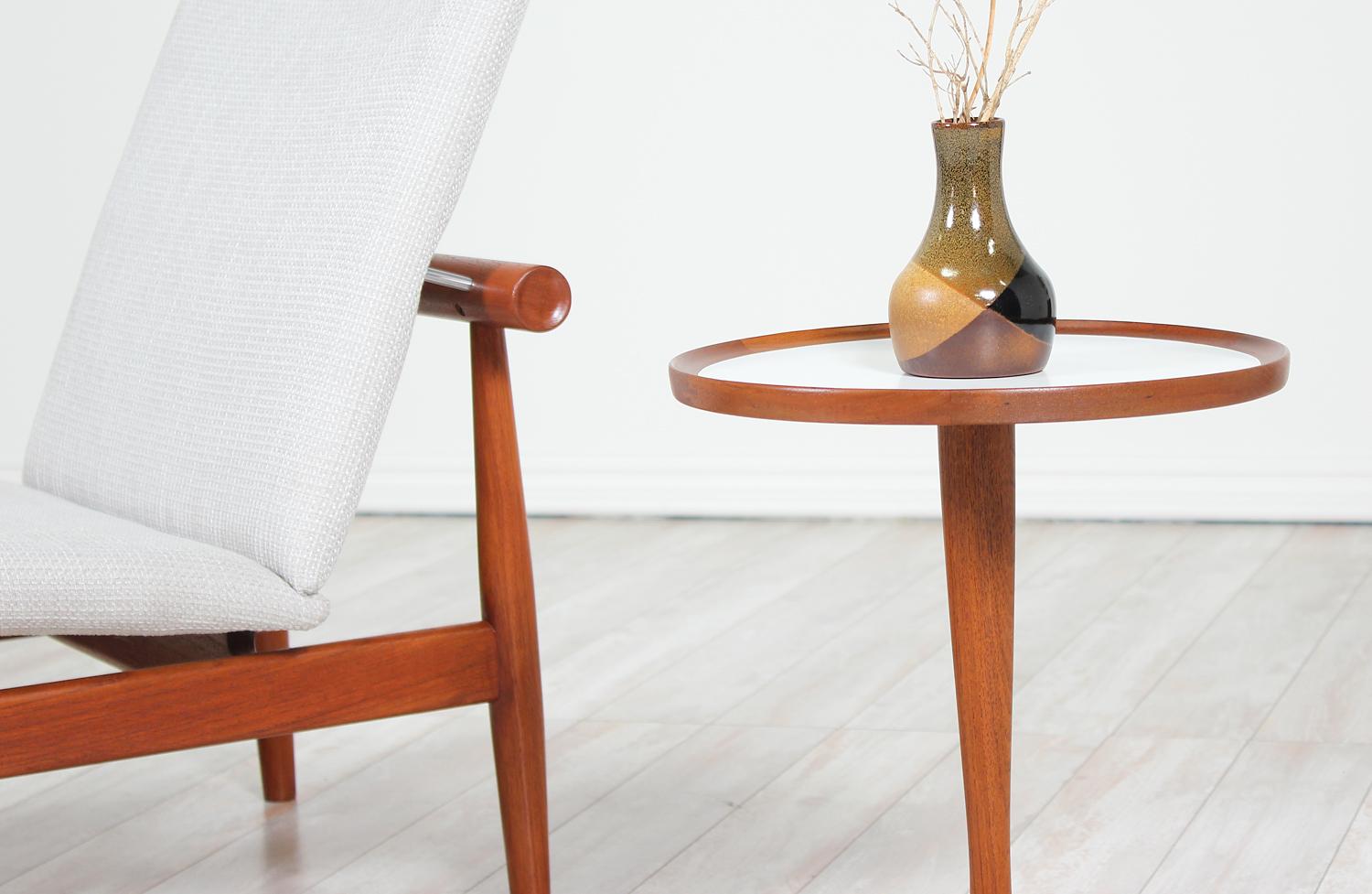 Laminate Danish Modern Tri-Leg Teak Side Table by Hans C. Andersen