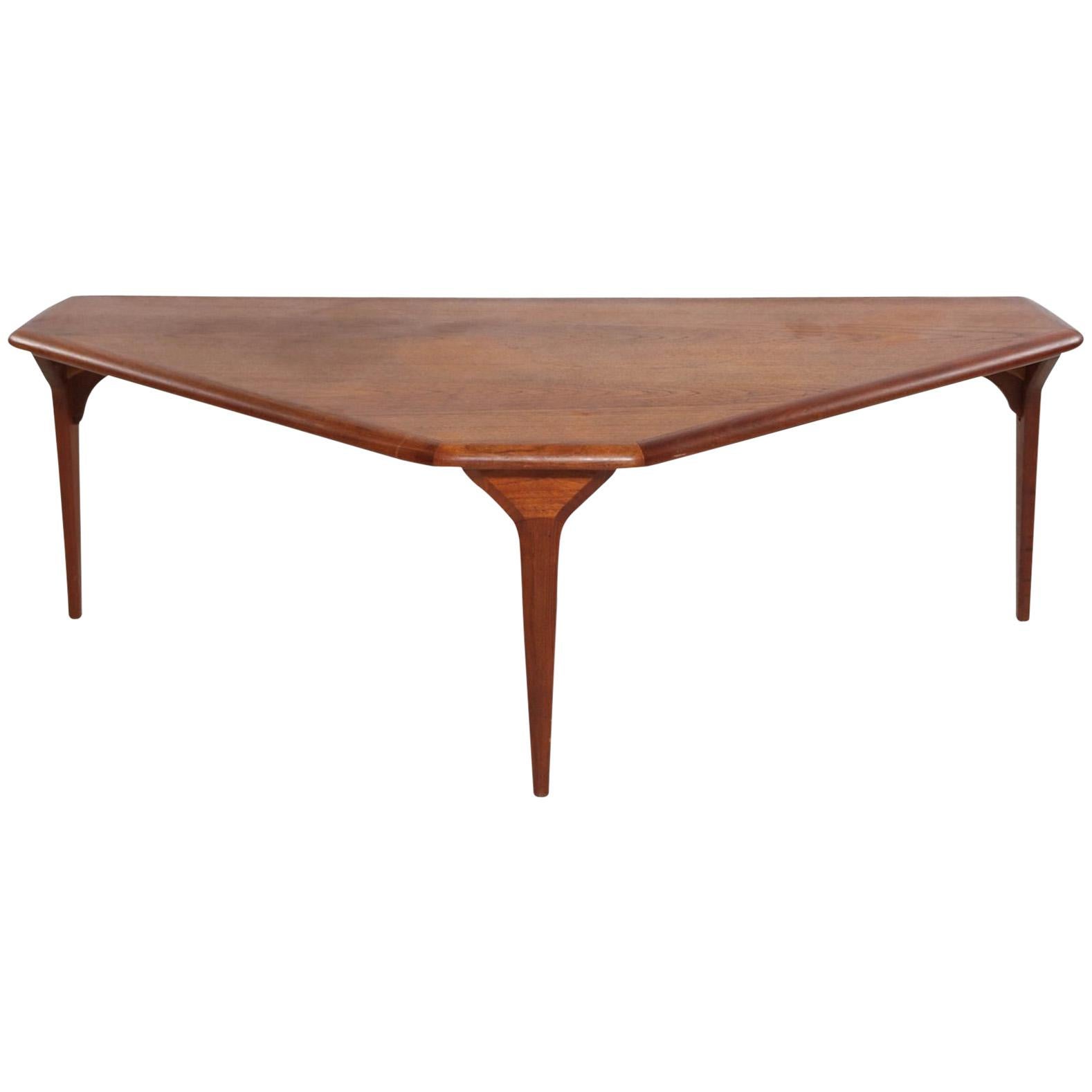 Danish Modern Triangular Teak Midcentury Coffee Table For Sale