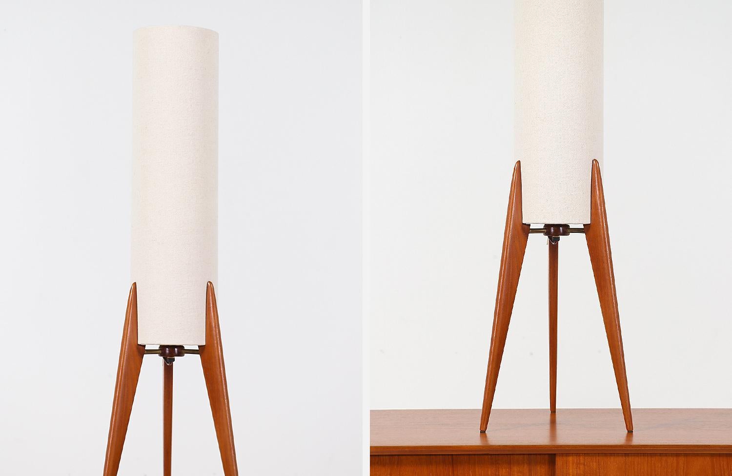 Mid-Century Modern Danish Modern Tripod Teak Table Lamp