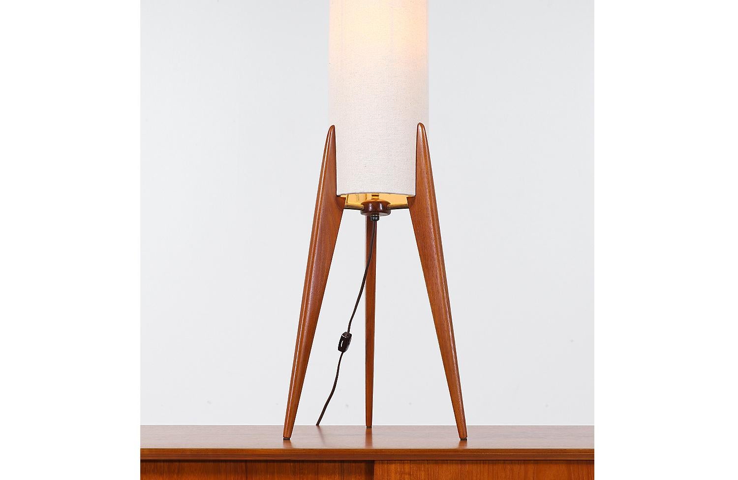 Danish Modern Tripod Teak Table Lamp In Excellent Condition In Los Angeles, CA