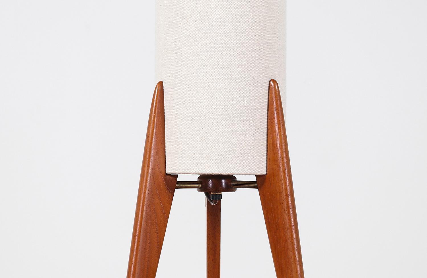 Mid-20th Century Danish Modern Tripod Teak Table Lamp