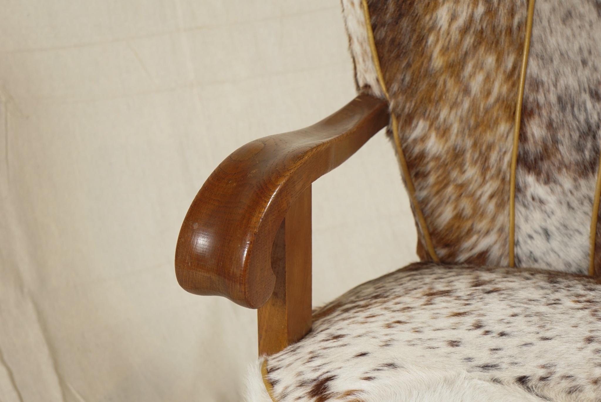 Cowhide Danish Modern Tubby Armchair For Sale